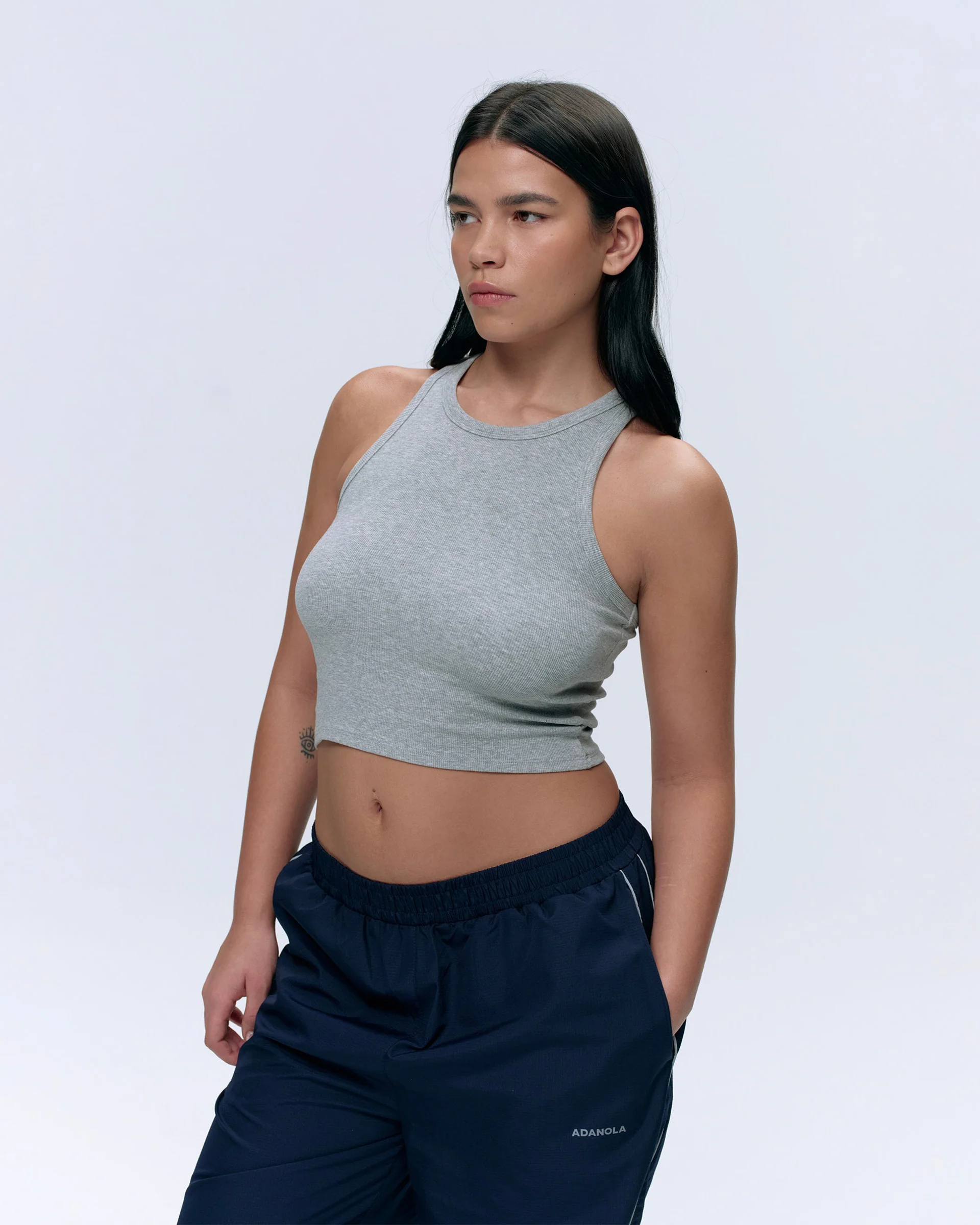 Rib Tank Top - Light Grey Melange - Image 3