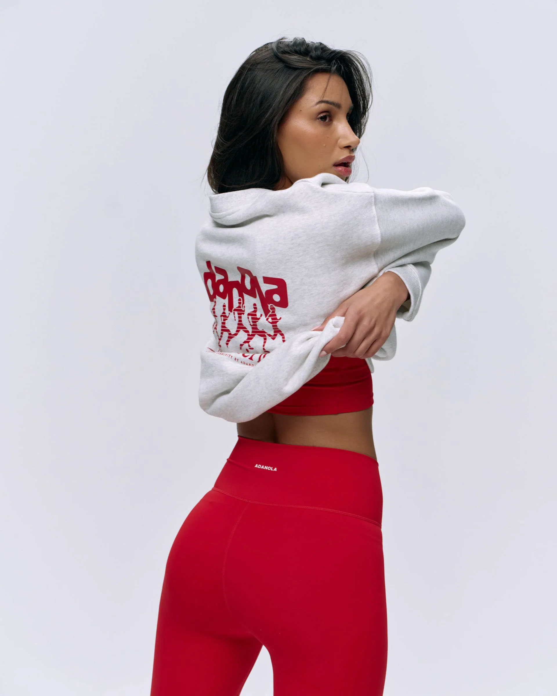 Runners Oversized Sweatshirt - Light Grey Melange/Classic Red - Image 4