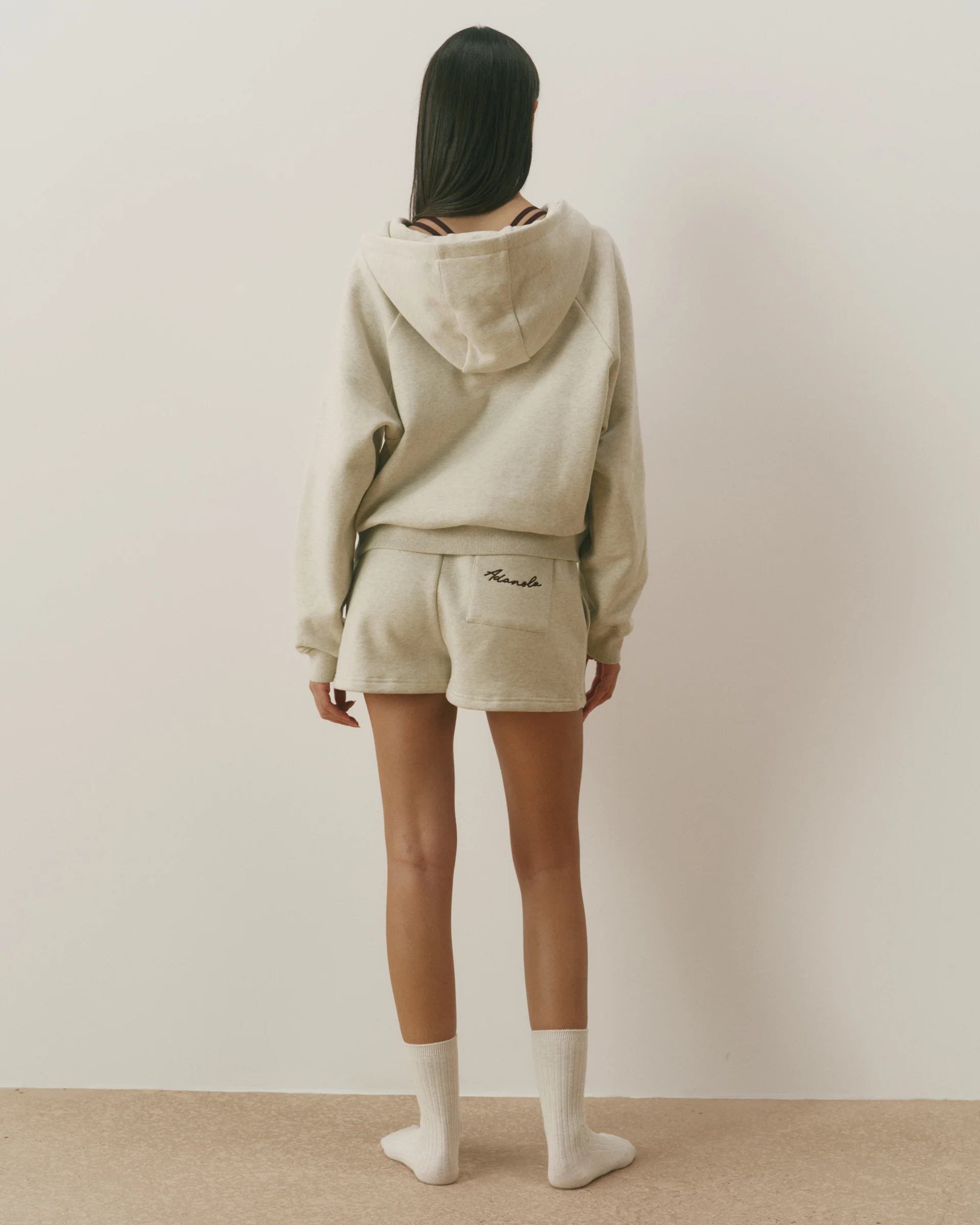 Signature Loose Fit Zip Through Hoodie - Oatmeal Marl/Coffee Bean - Image 2