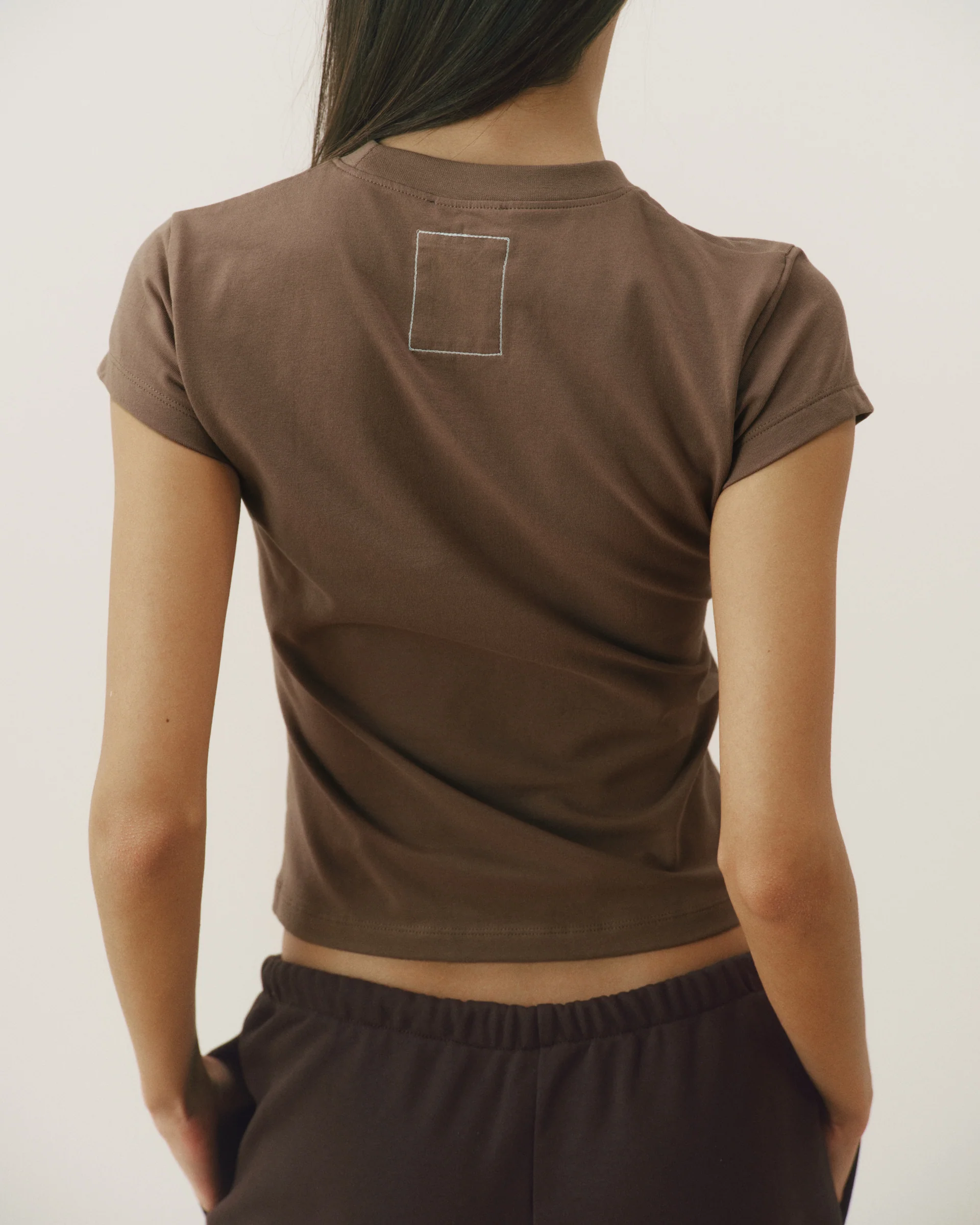Signature Stitch Baby Tee - Dusty Brown - Image 2