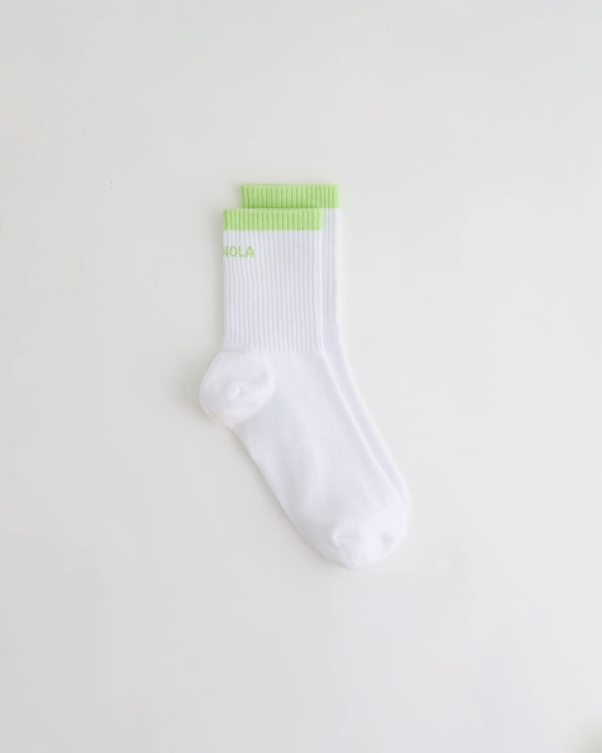 Single Stripe Socks - White/Washed Lime Green - Image 2