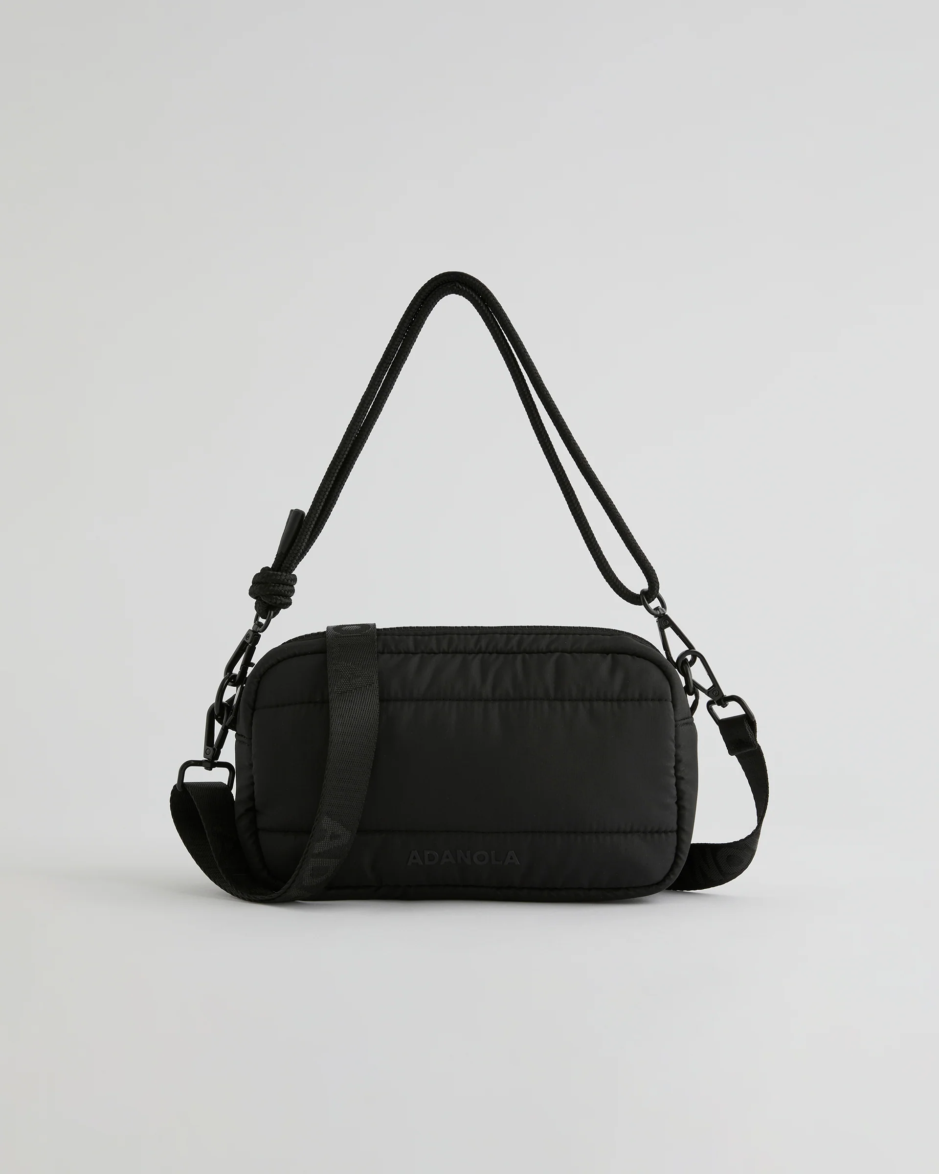 Small Branded Multi-Strap Bag - Black - Image 3