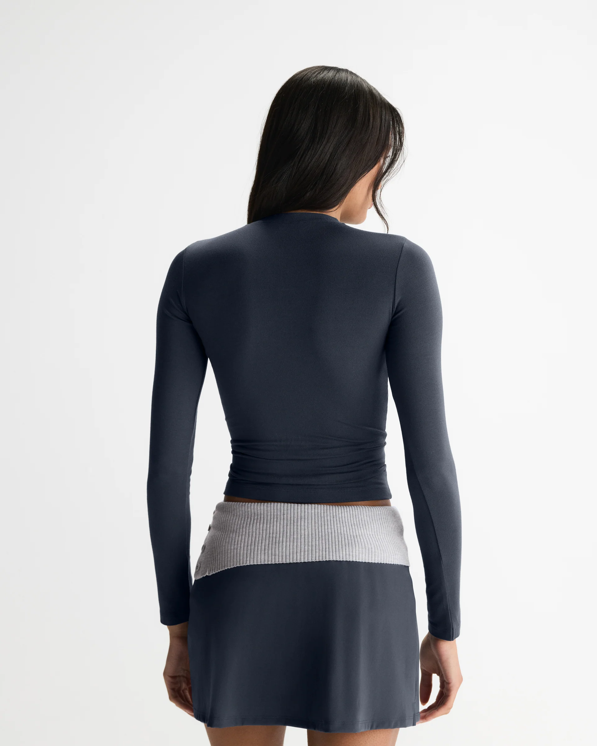 Soft Modal Long Sleeve Top - Midnight Blue - Image 2