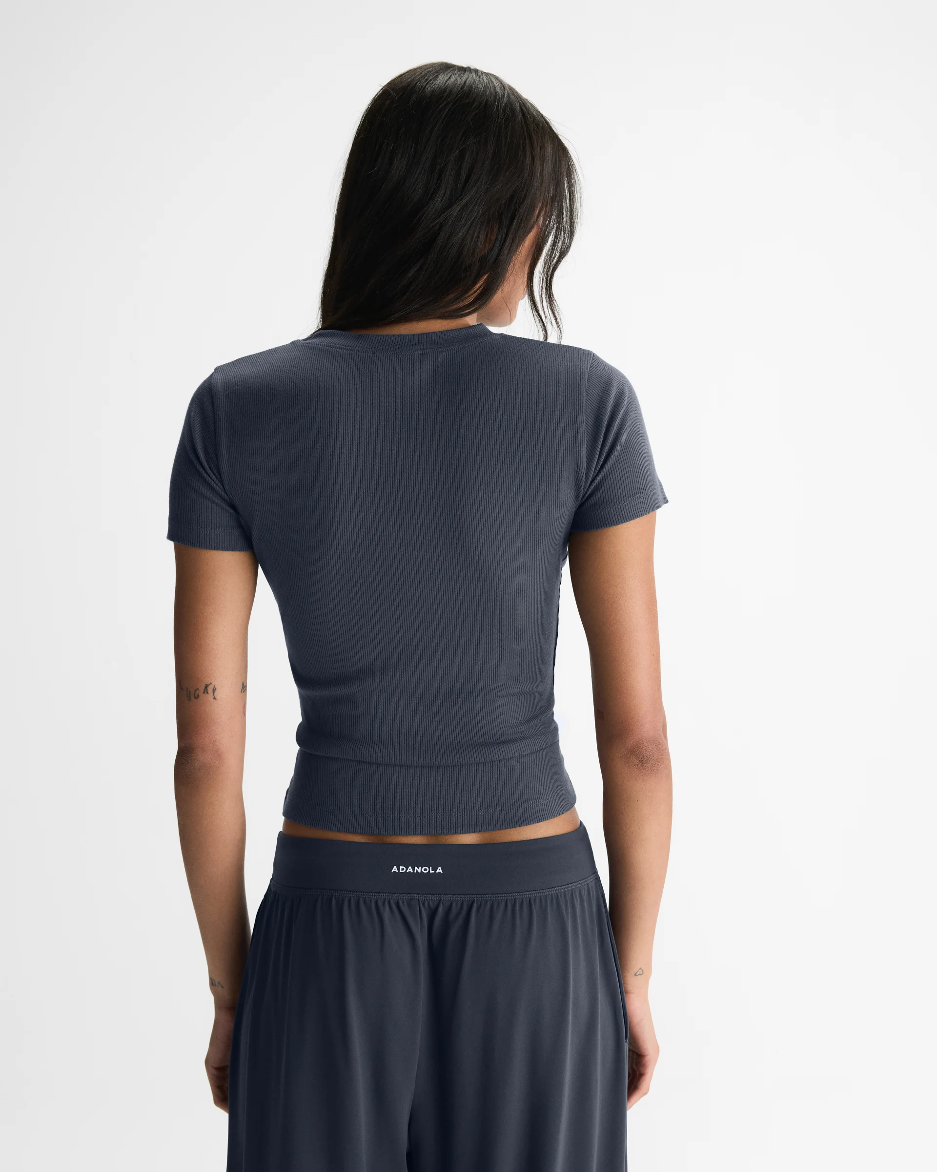 Soft Modal Rib Short Sleeve Top - Midnight Blue - Image 3