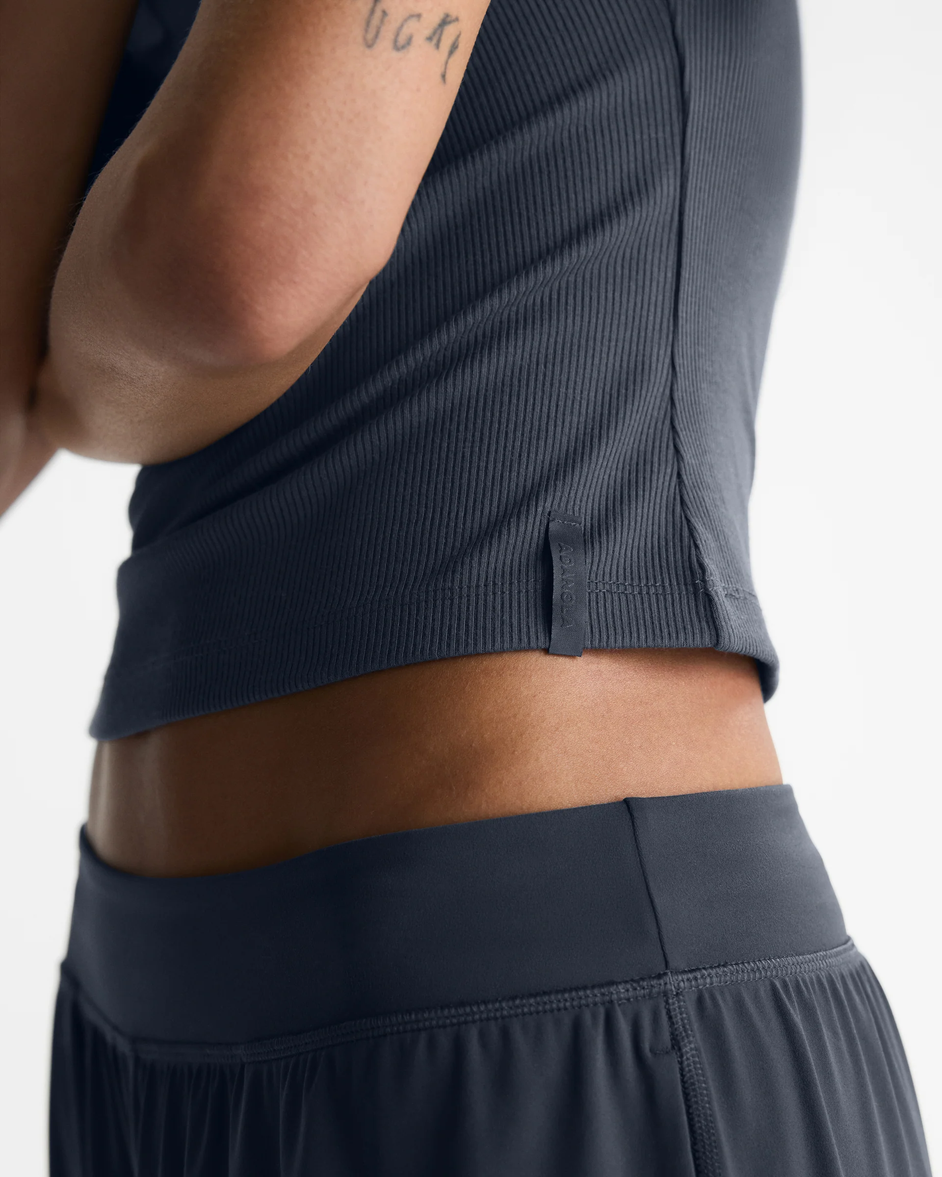 Soft Modal Rib Short Sleeve Top - Midnight Blue - Image 4