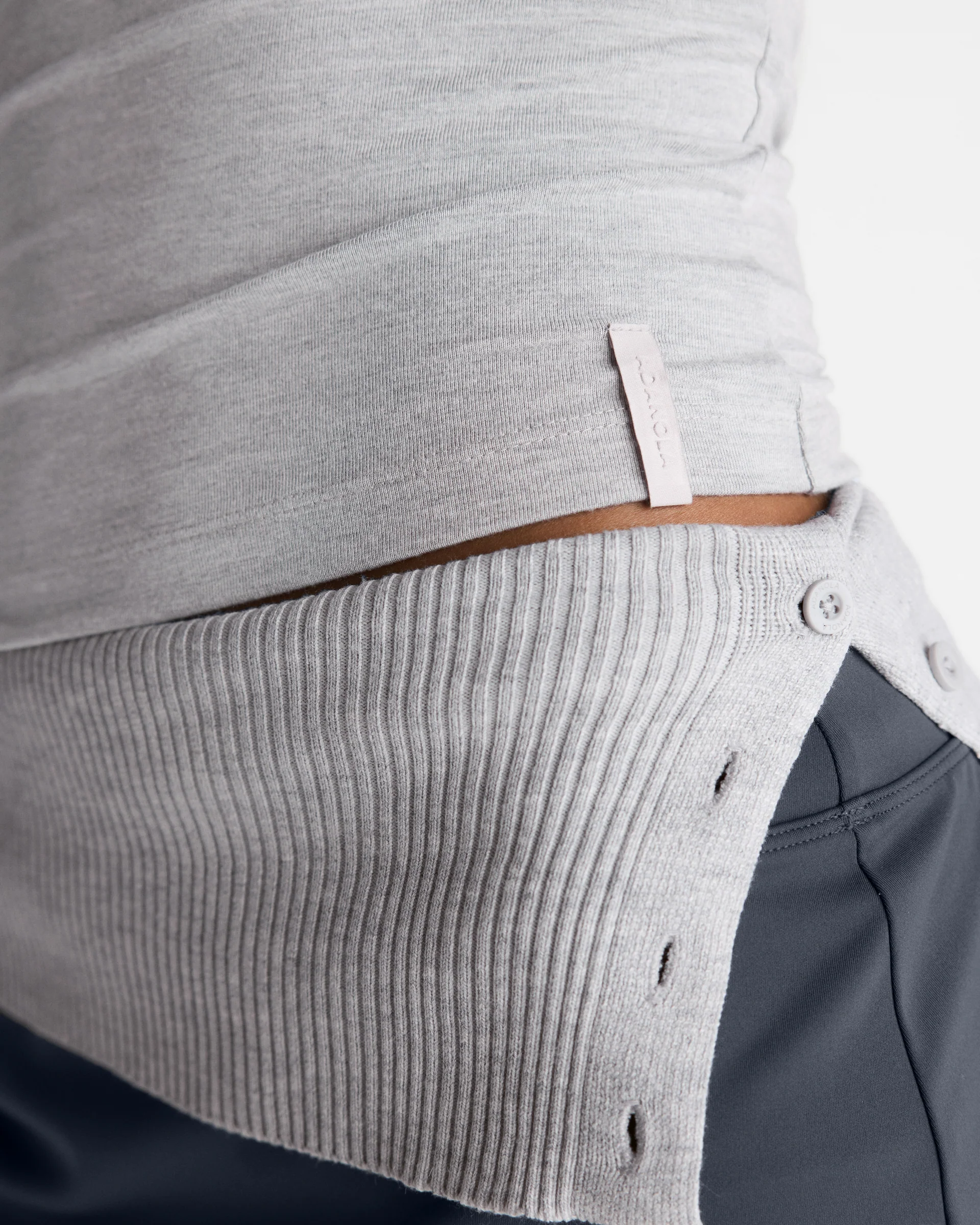 Soft Modal Short Sleeve Top - Light Grey Melange - Image 4
