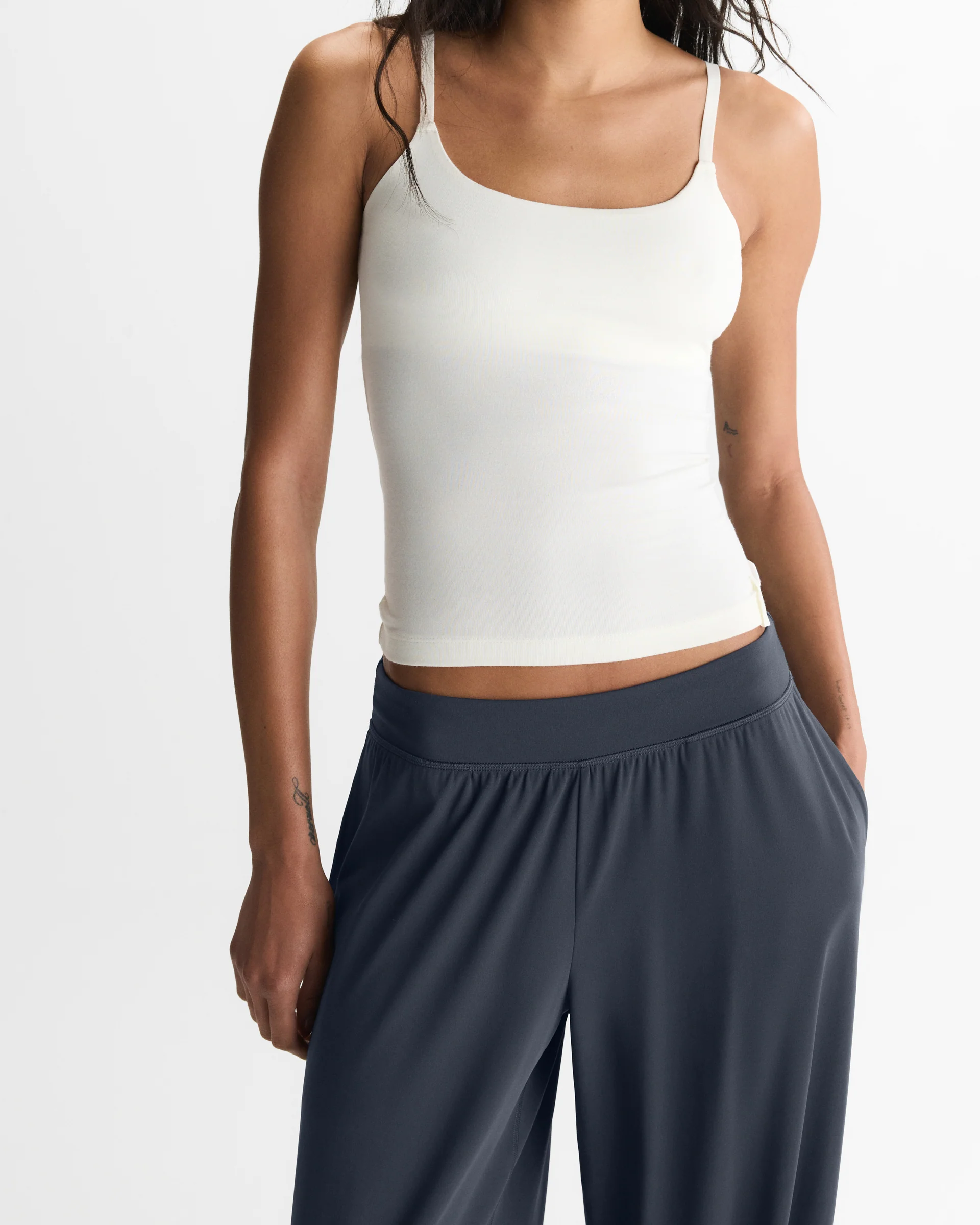 Soft Modal Skinny Strap Cami Top - Marshmallow White - Image 5