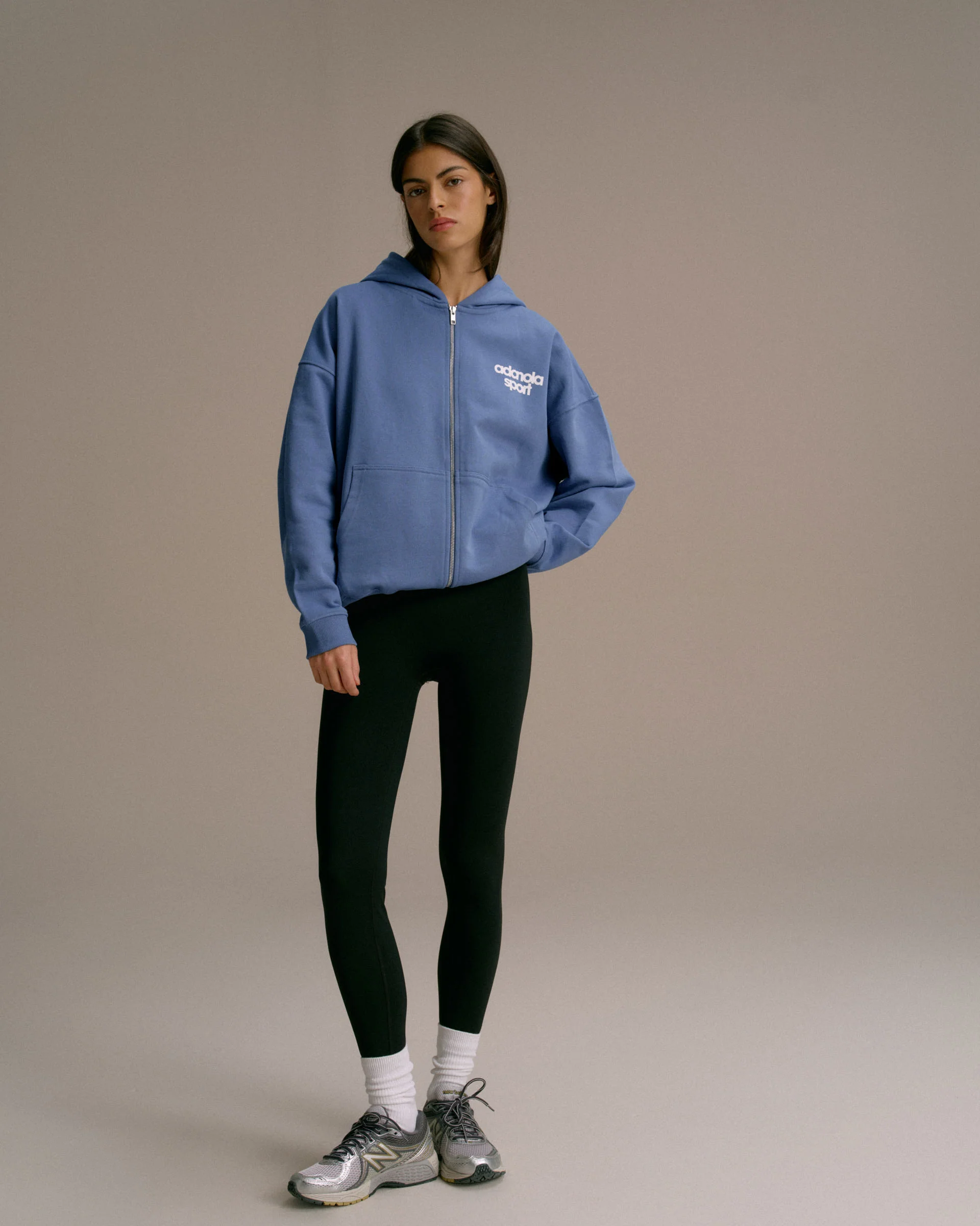 AS Bold Oversized Full Zip Hoodie - Vintage Blue/Marshmallow White - Image 4