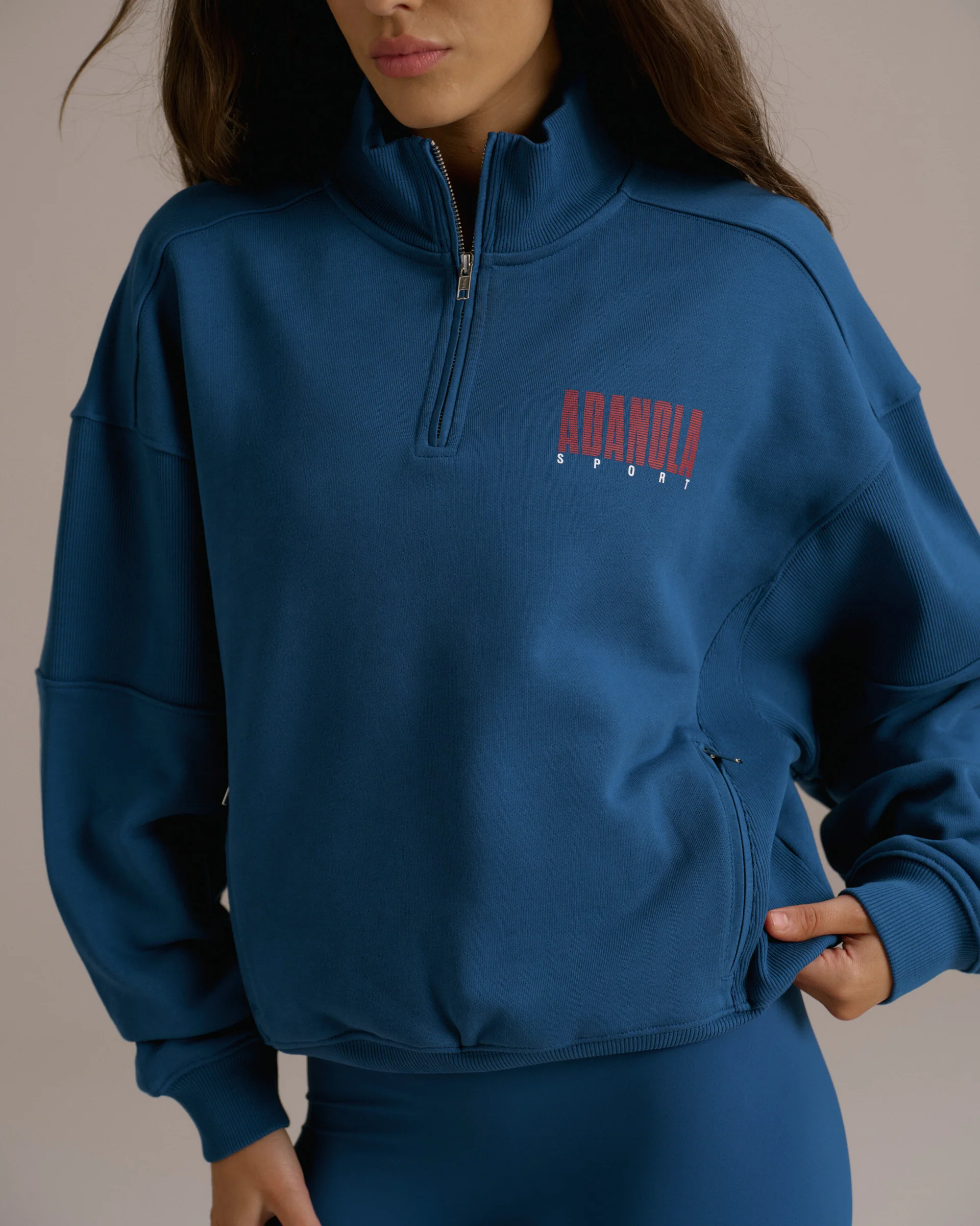 Sport Horizon Relaxed Funnel Neck Zip Sweatshirt -  College Blue - Image 3