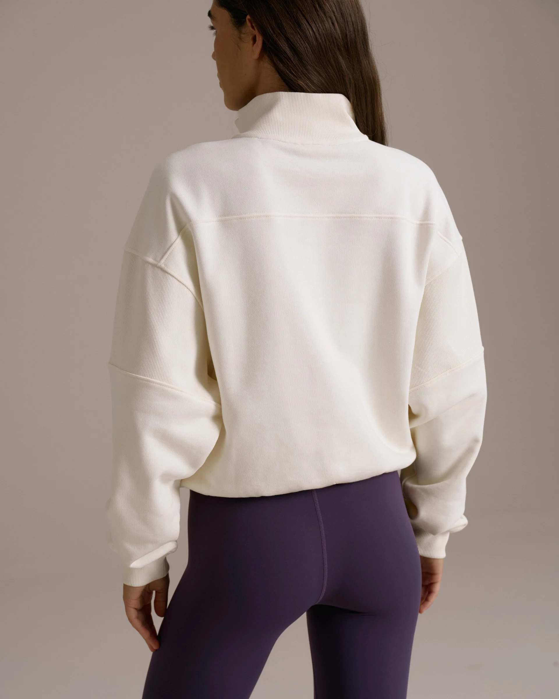 Sport Horizon Relaxed Funnel Neck Zip Sweatshirt - Marshmallow White - Image 2