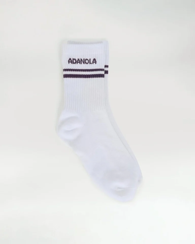 Sport Stripe Socks - White/Dark Plum - Image 2