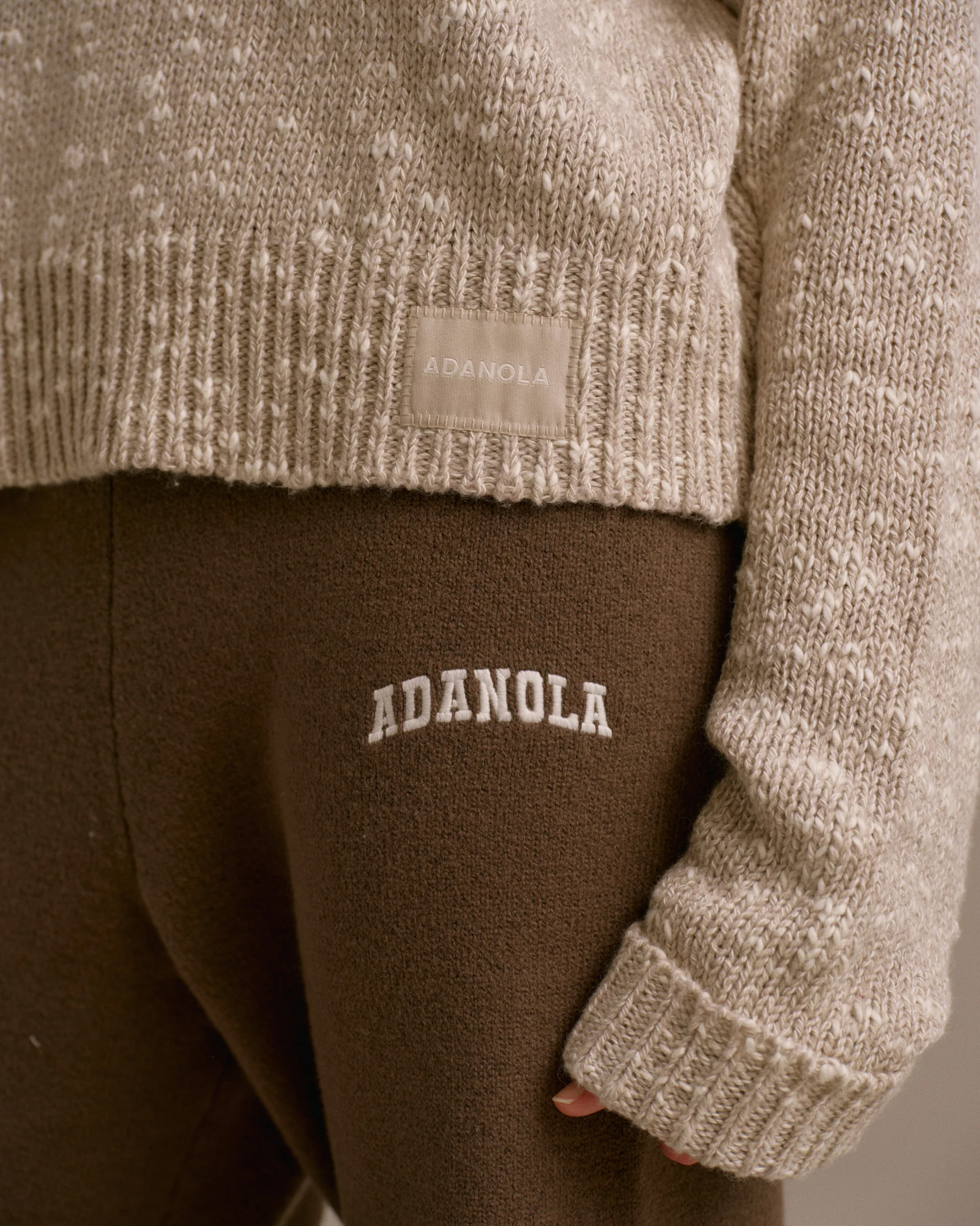 Textured Knit Oversized Sweatshirt - Stone - Image 3