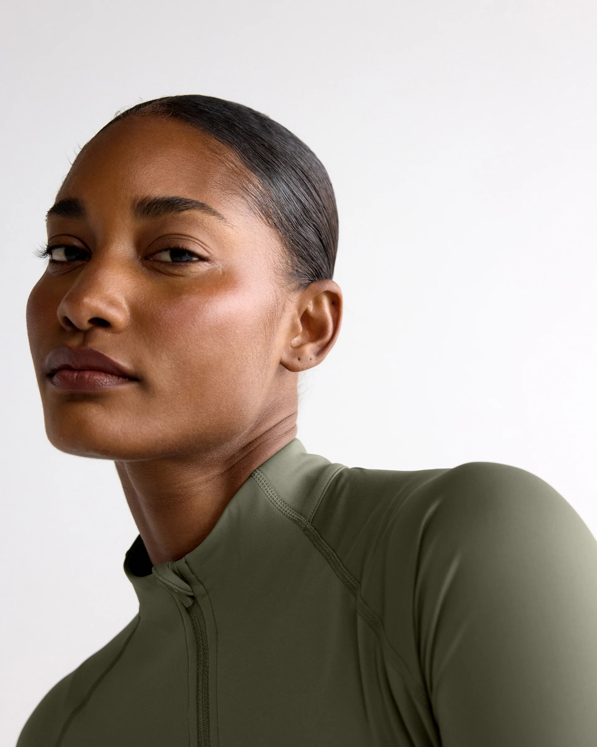 Ultimate Long Sleeve Zip Up Top - Olive Green - Image 3