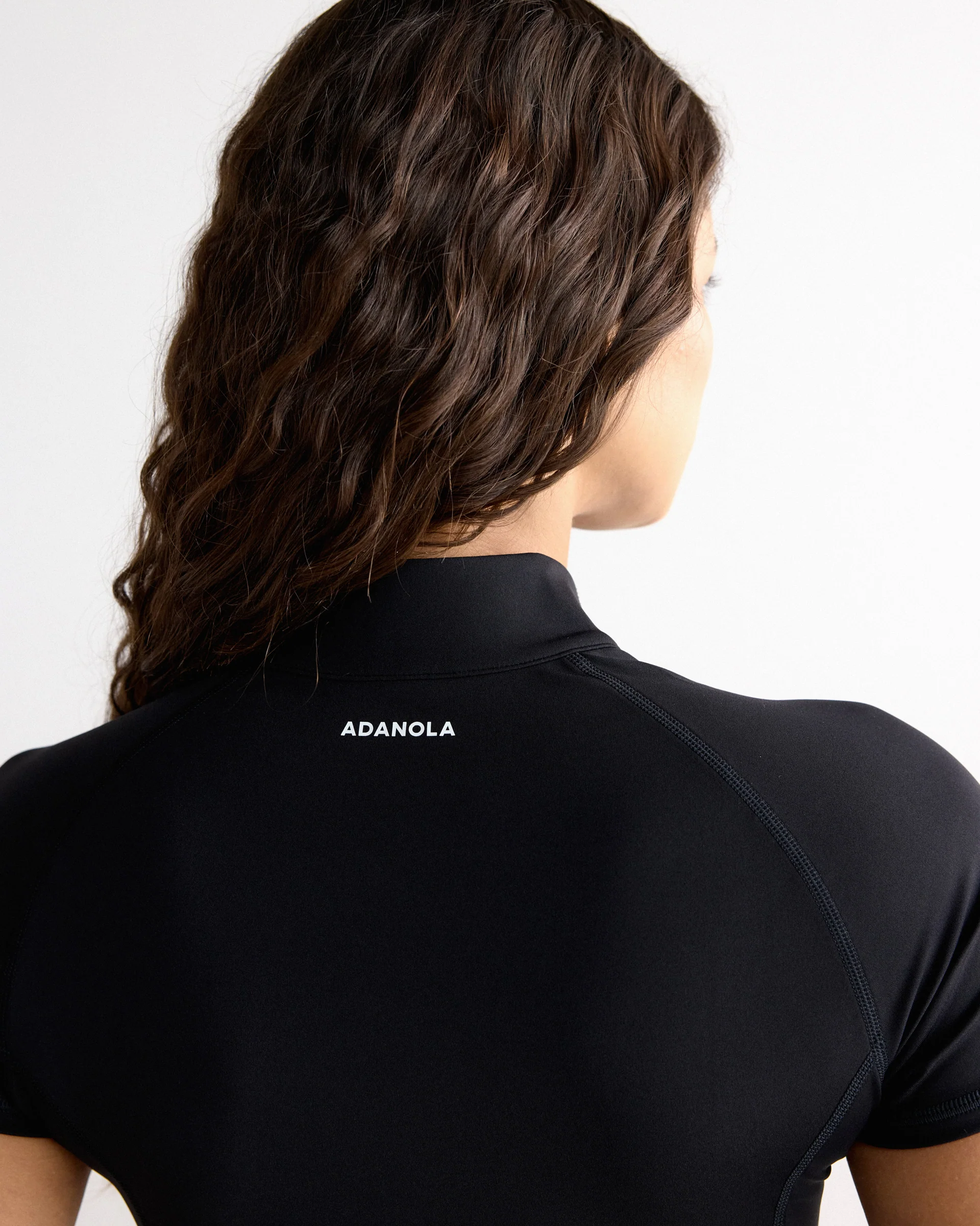 Ultimate Short Sleeve Zip Up Top - Black - Image 3
