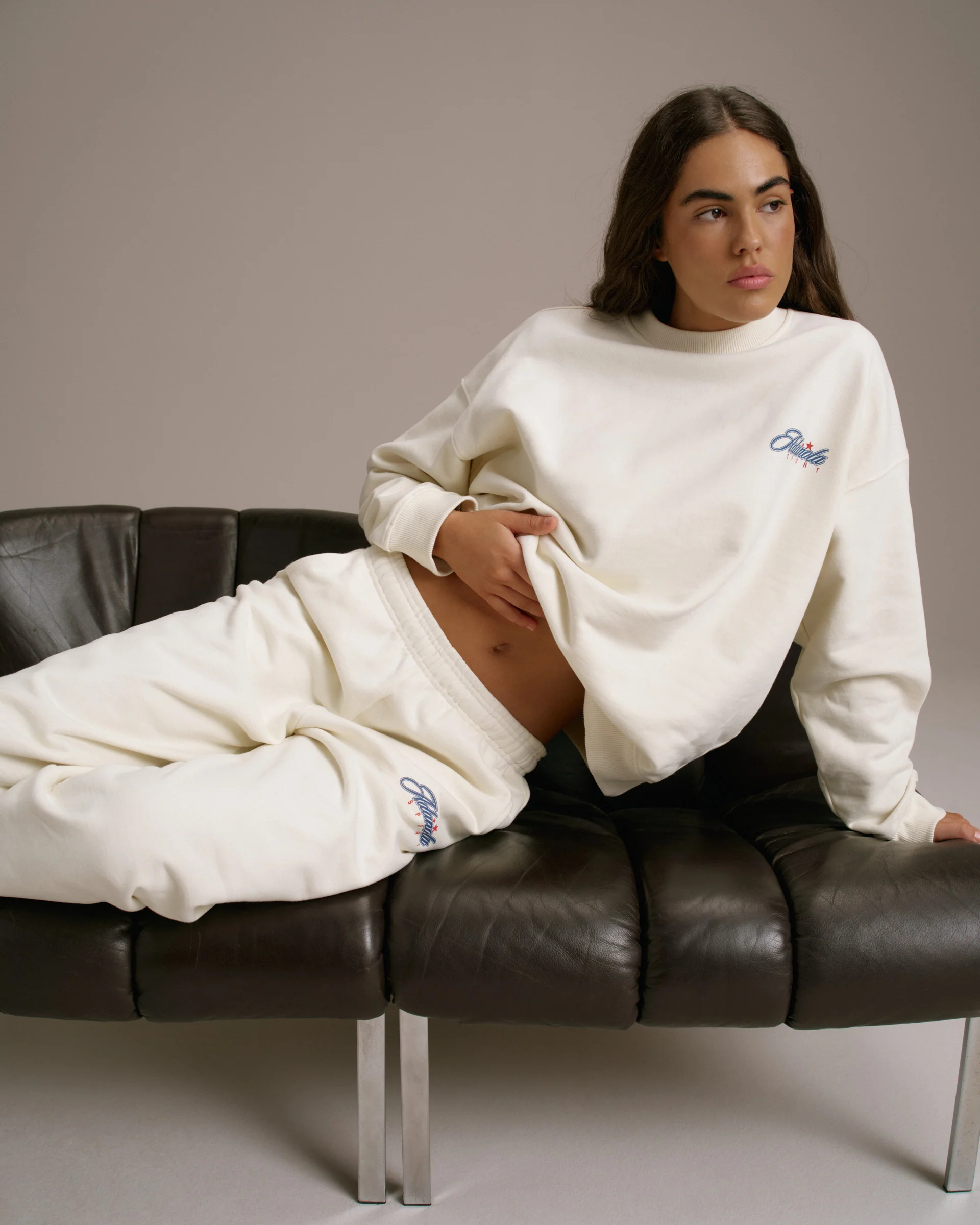 Varsity Collegiate Oversized Sweatshirt - Marshmallow White - Image 4
