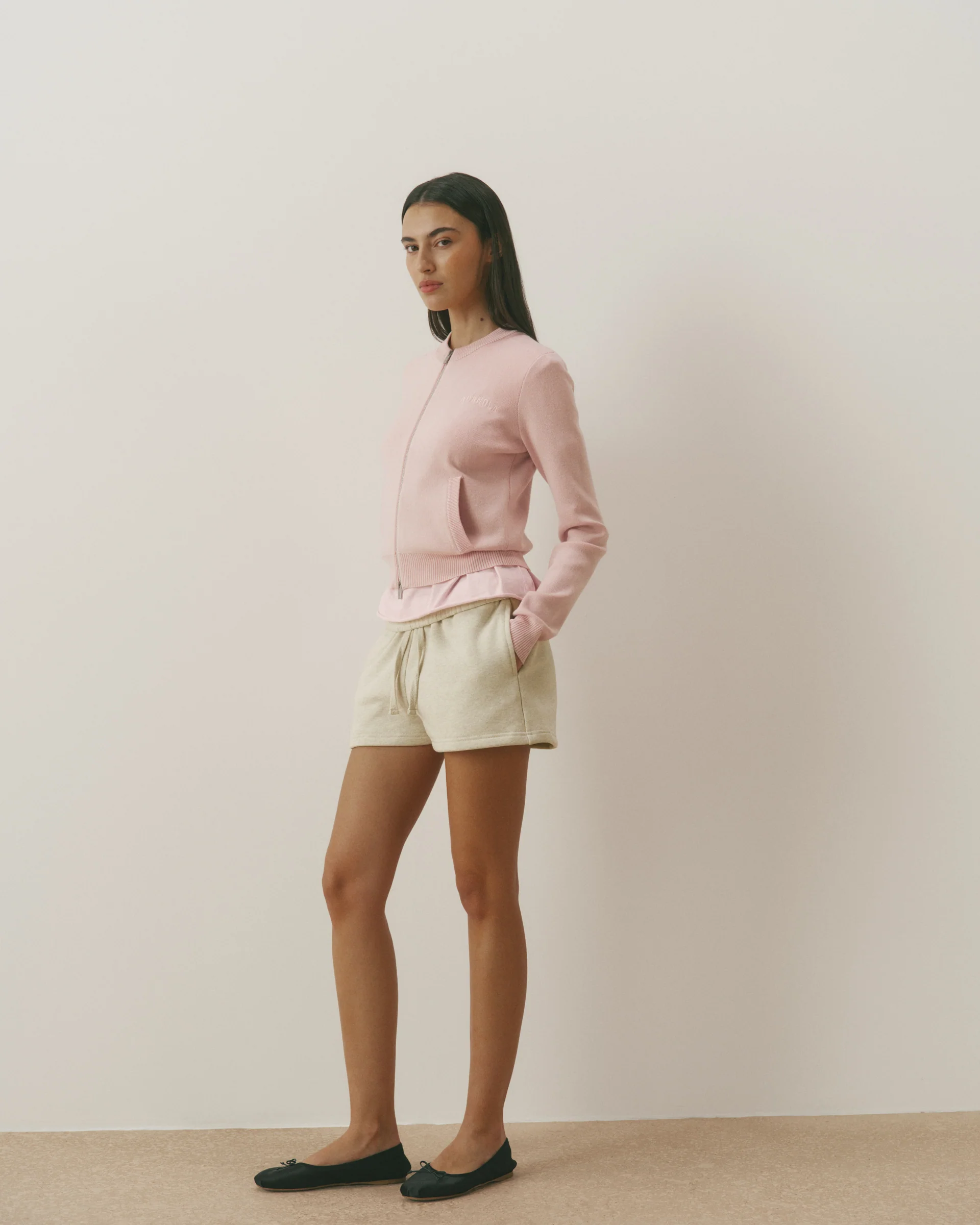 Varsity Knit Zip Through Cardigan - Pink - Image 4
