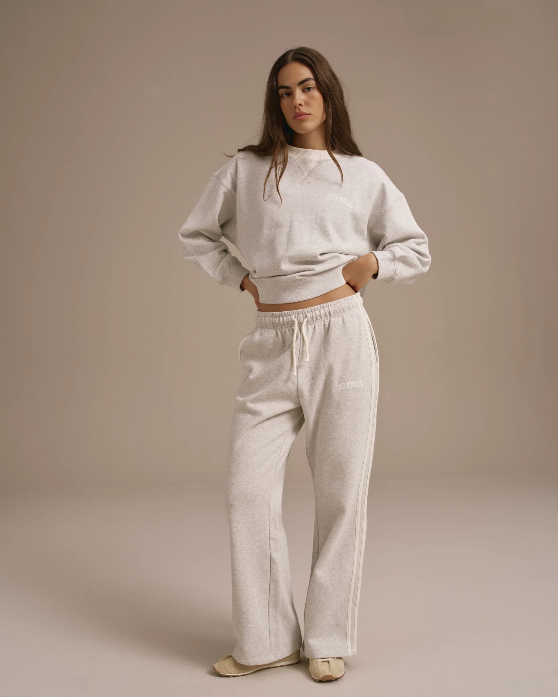 Varsity Loose Fit Sweatpants - Light Grey Melange/Marshmallow White - Image 4