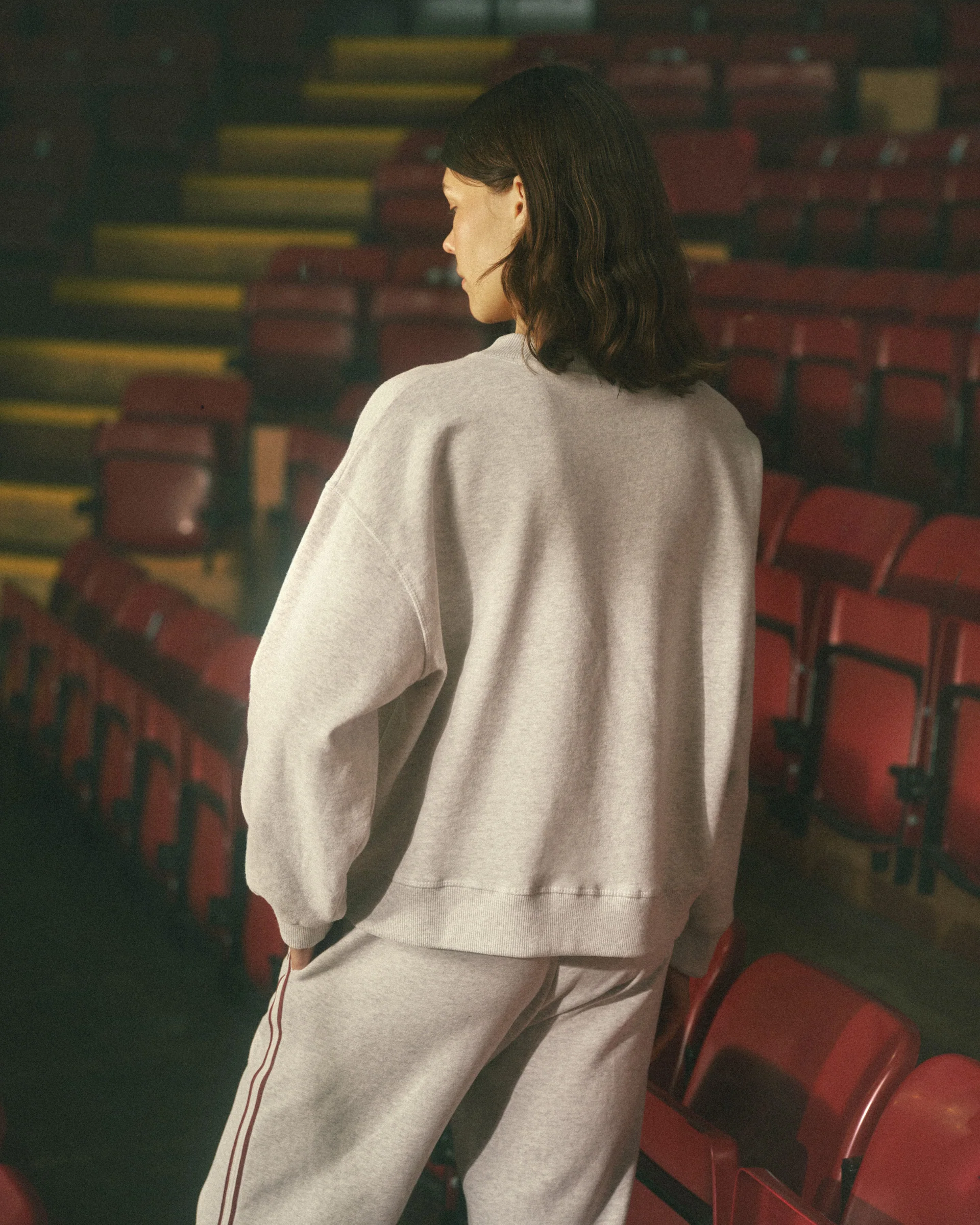Varsity Loose Fit Sweatshirt - Light Grey Melange/Dark Cherry - Image 6