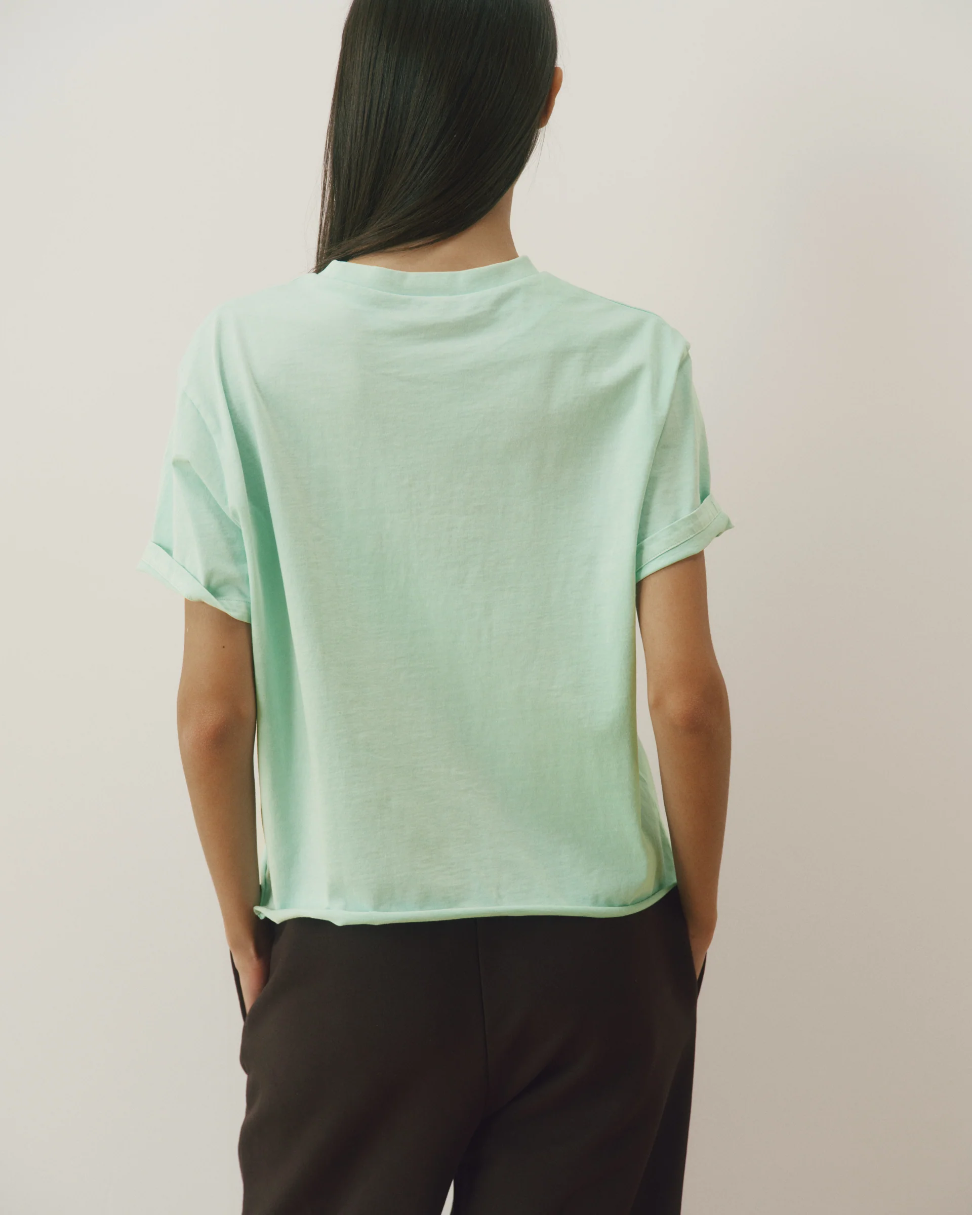 Varsity Mid-Weight Raw Hem T-shirt - Mint Green - Image 2