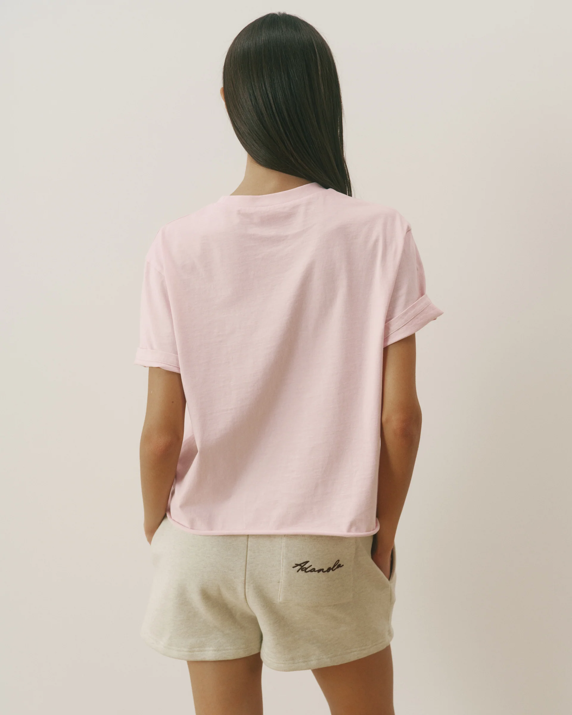 Varsity Mid-Weight Raw Hem T-shirt - Soft Pink - Image 2