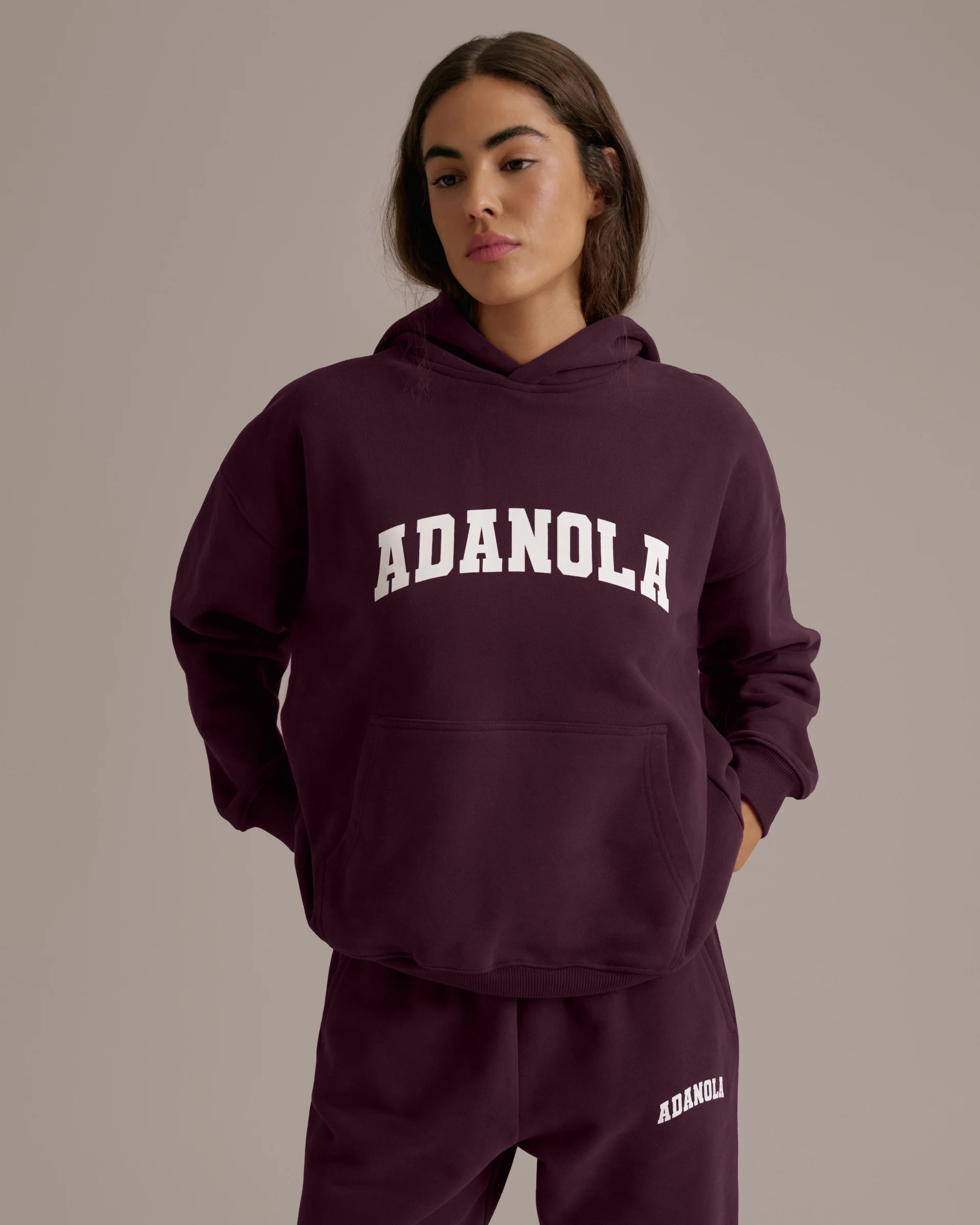 Varsity Oversized Hoodie - Dark Cherry/Marshmallow White - Image 3