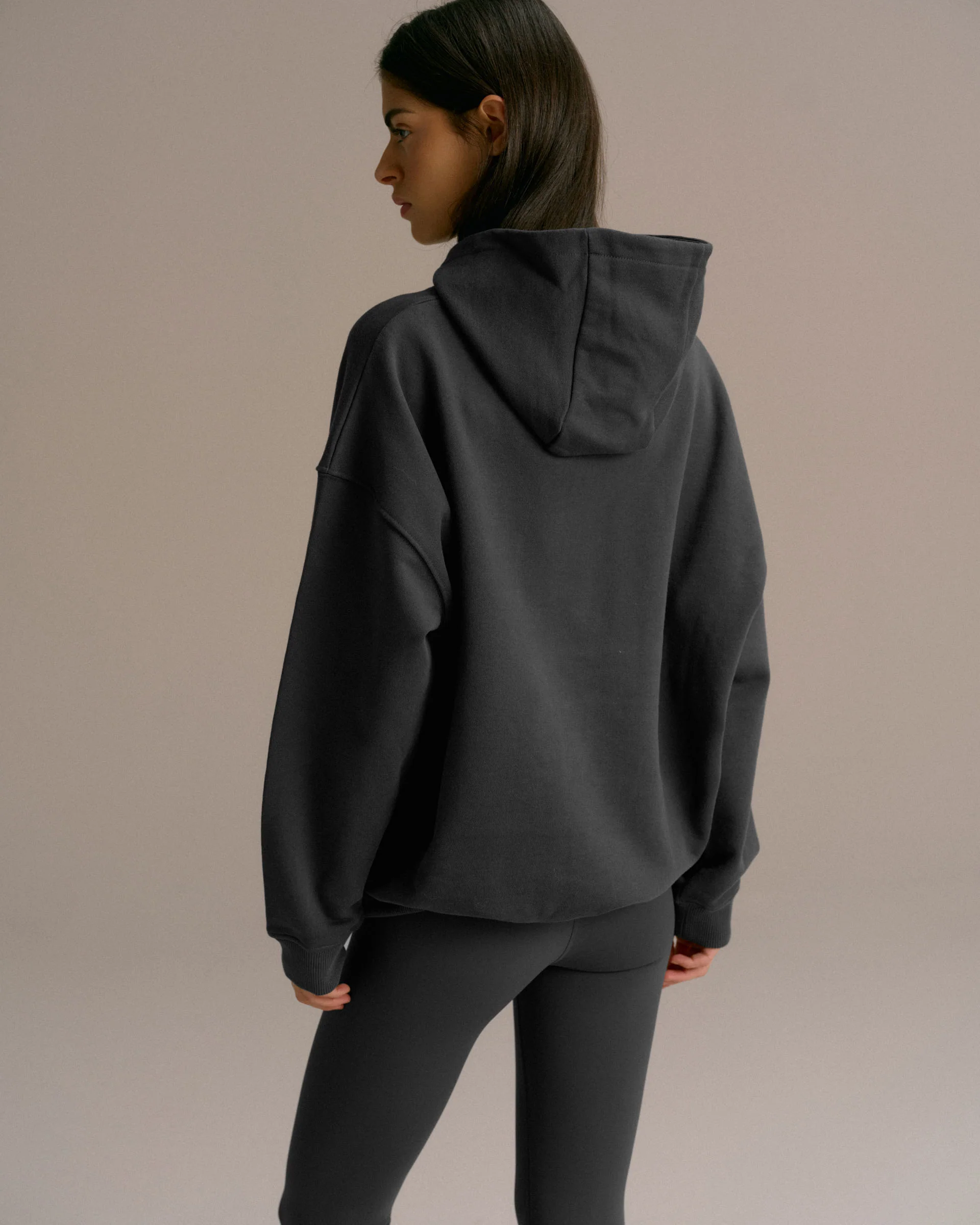 Varsity Oversized Hoodie - Graphite Grey/Marshmallow White - Image 2