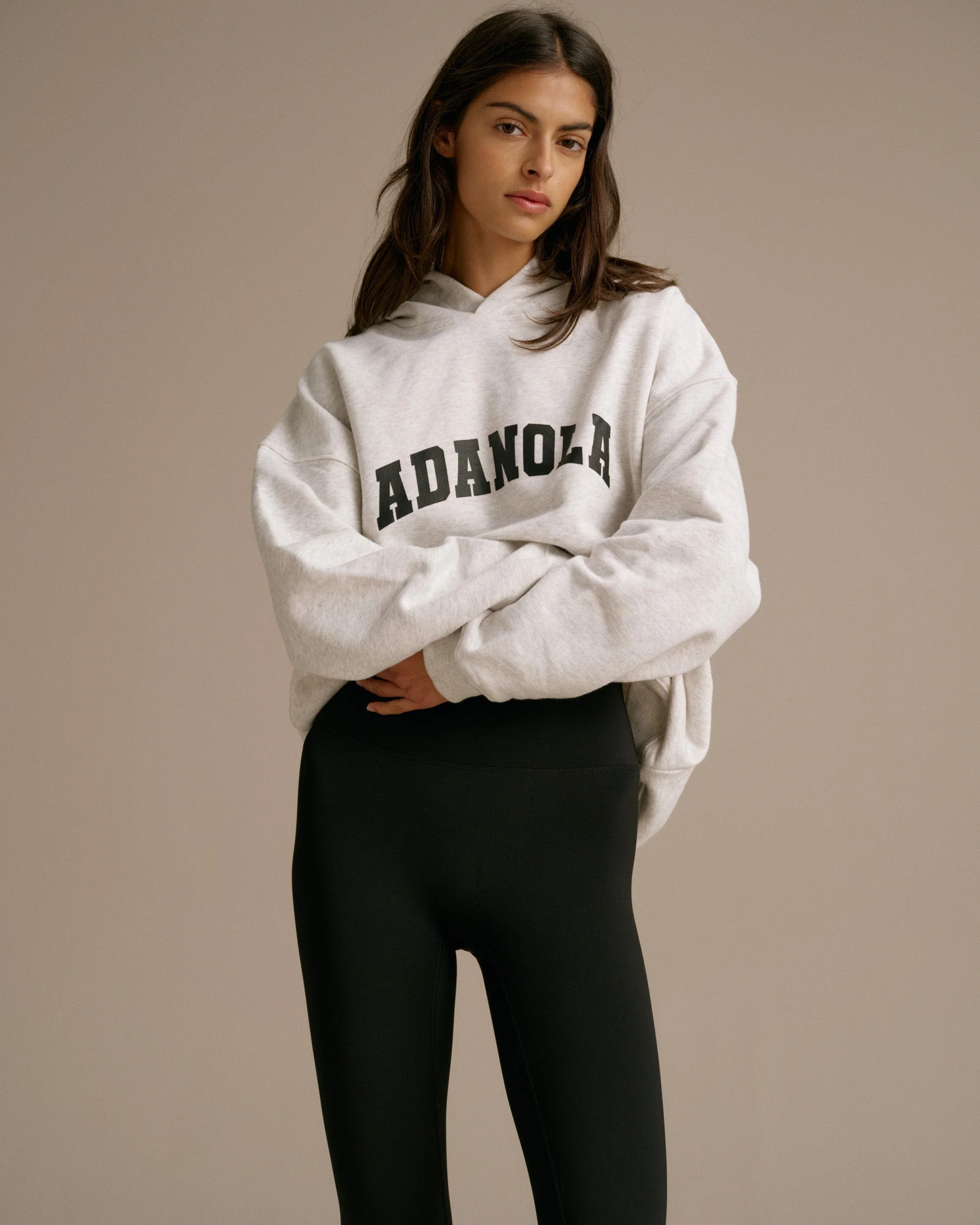 Varsity Oversized Hoodie - Light Grey Melange/Black - Image 3