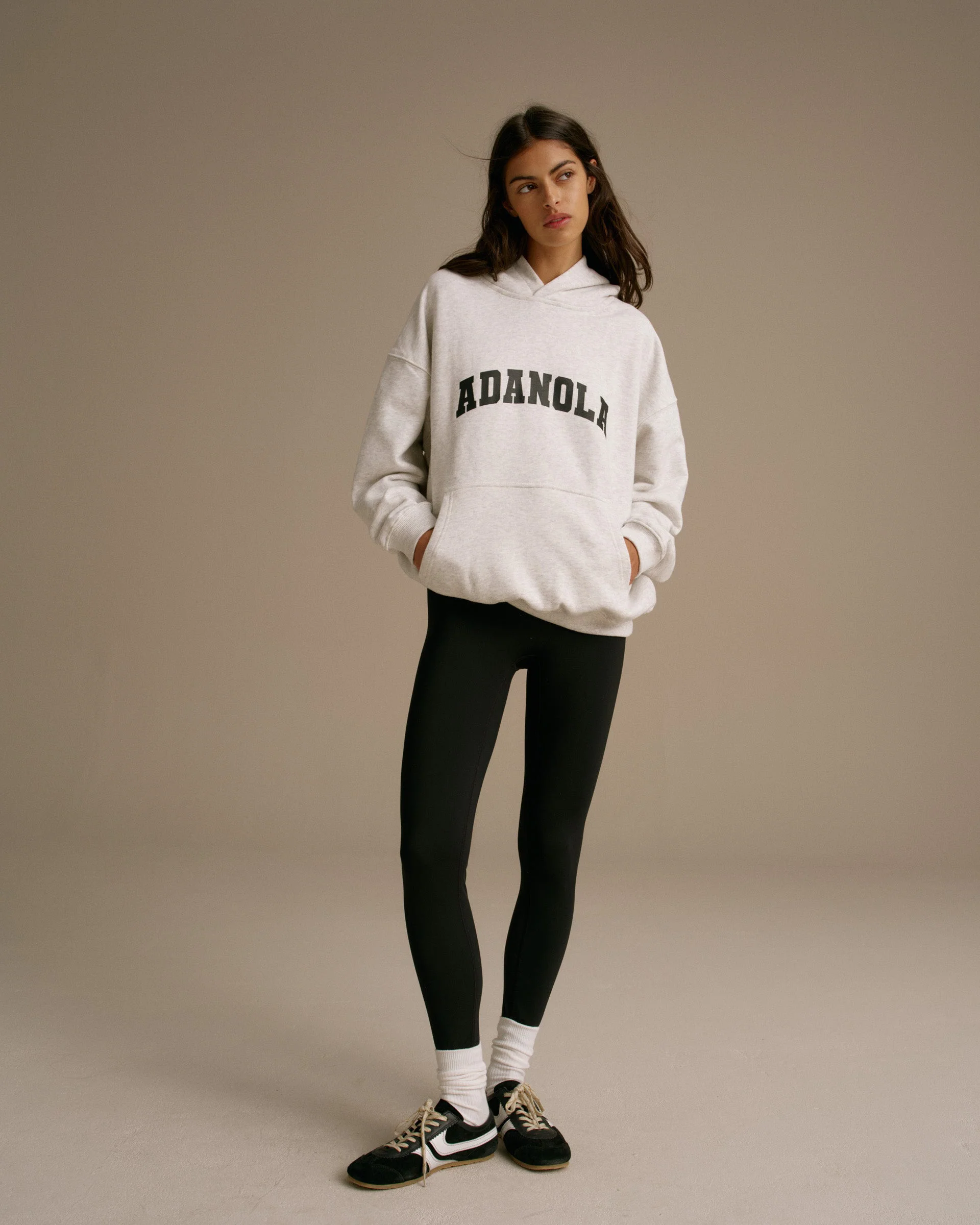 Varsity Oversized Hoodie - Light Grey Melange/Black - Image 4