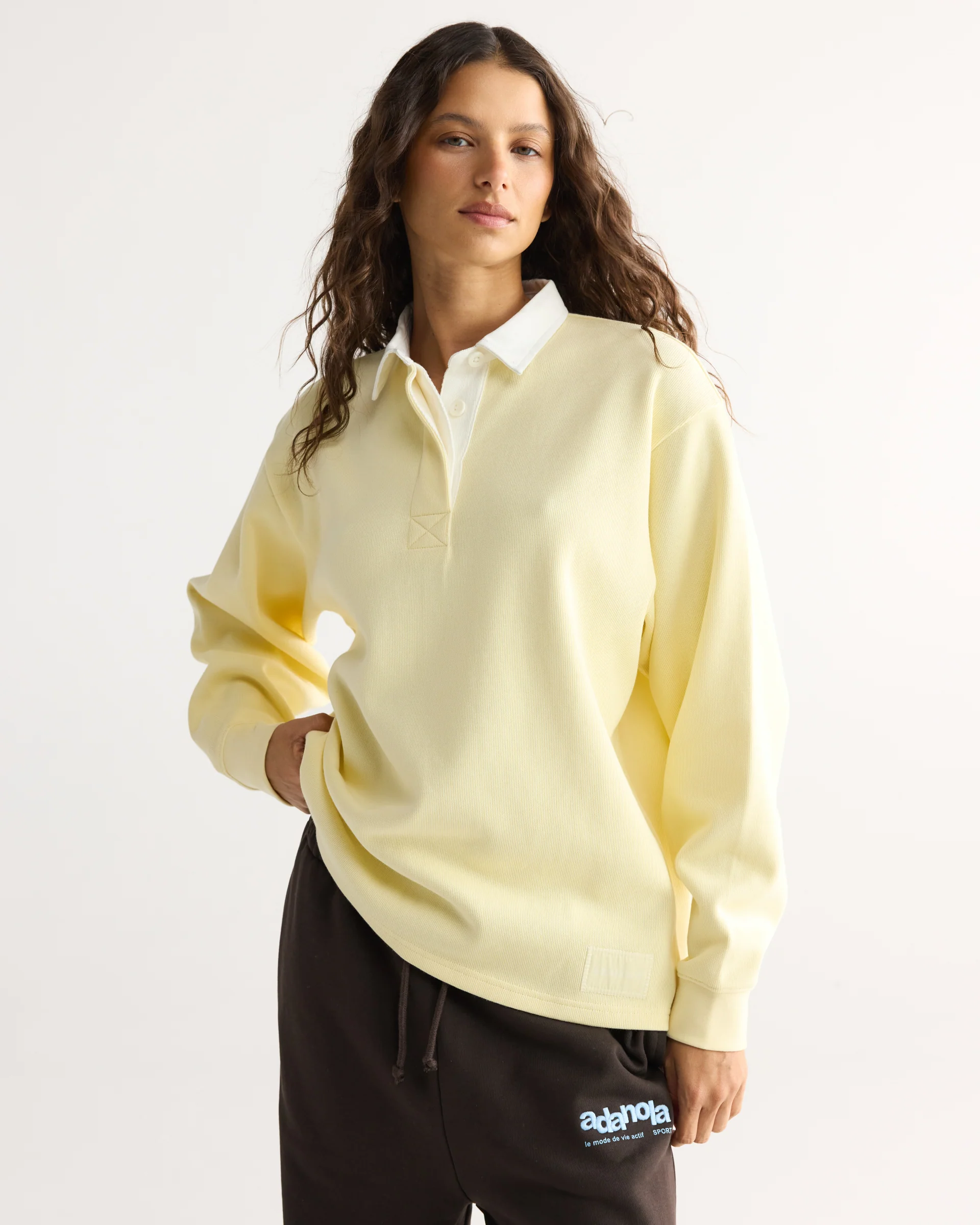 Varsity Oversized Rugby Sweatshirt - Buttercream - Image 4