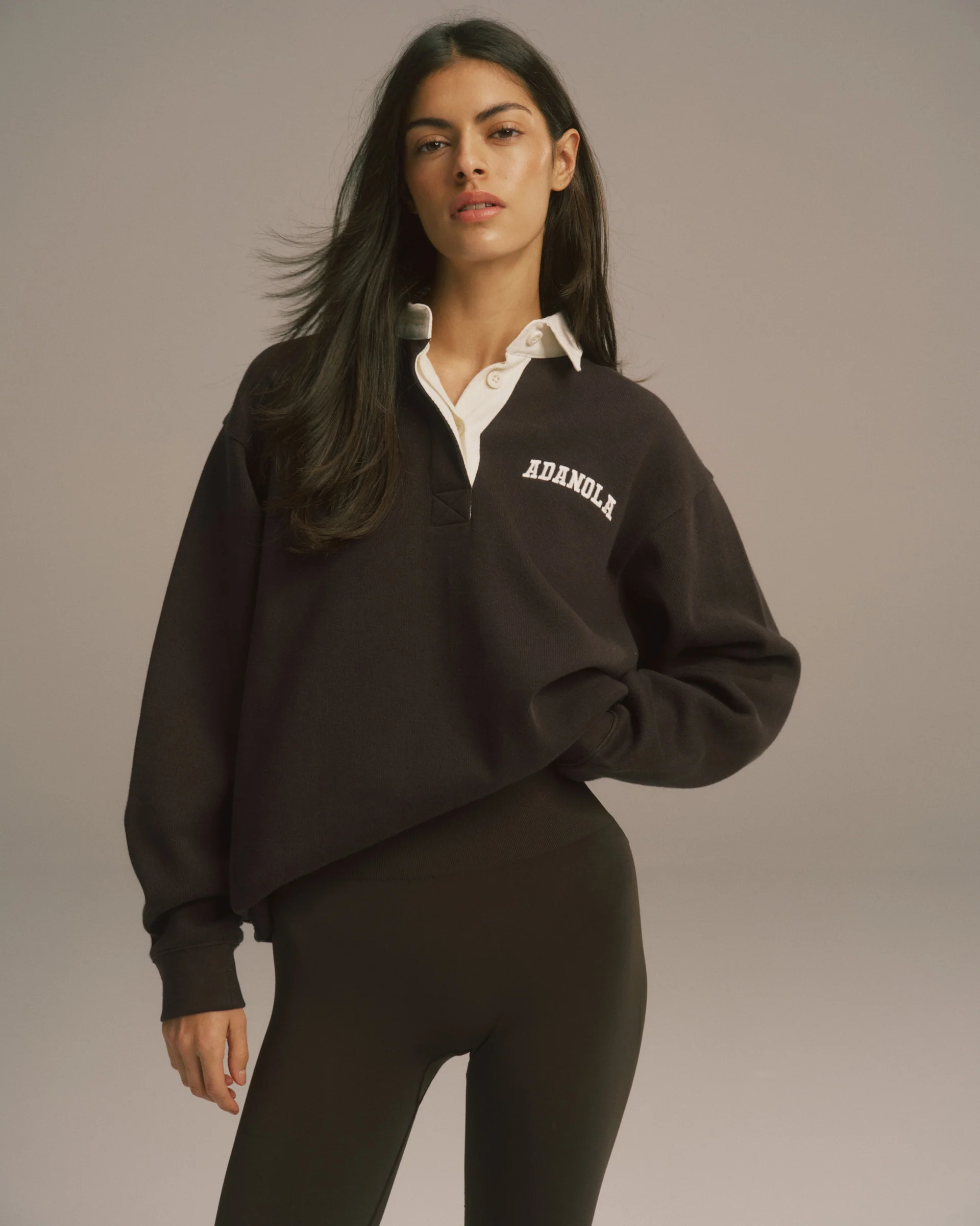 Varsity Oversized Rugby Top - Coffee Bean - Image 4