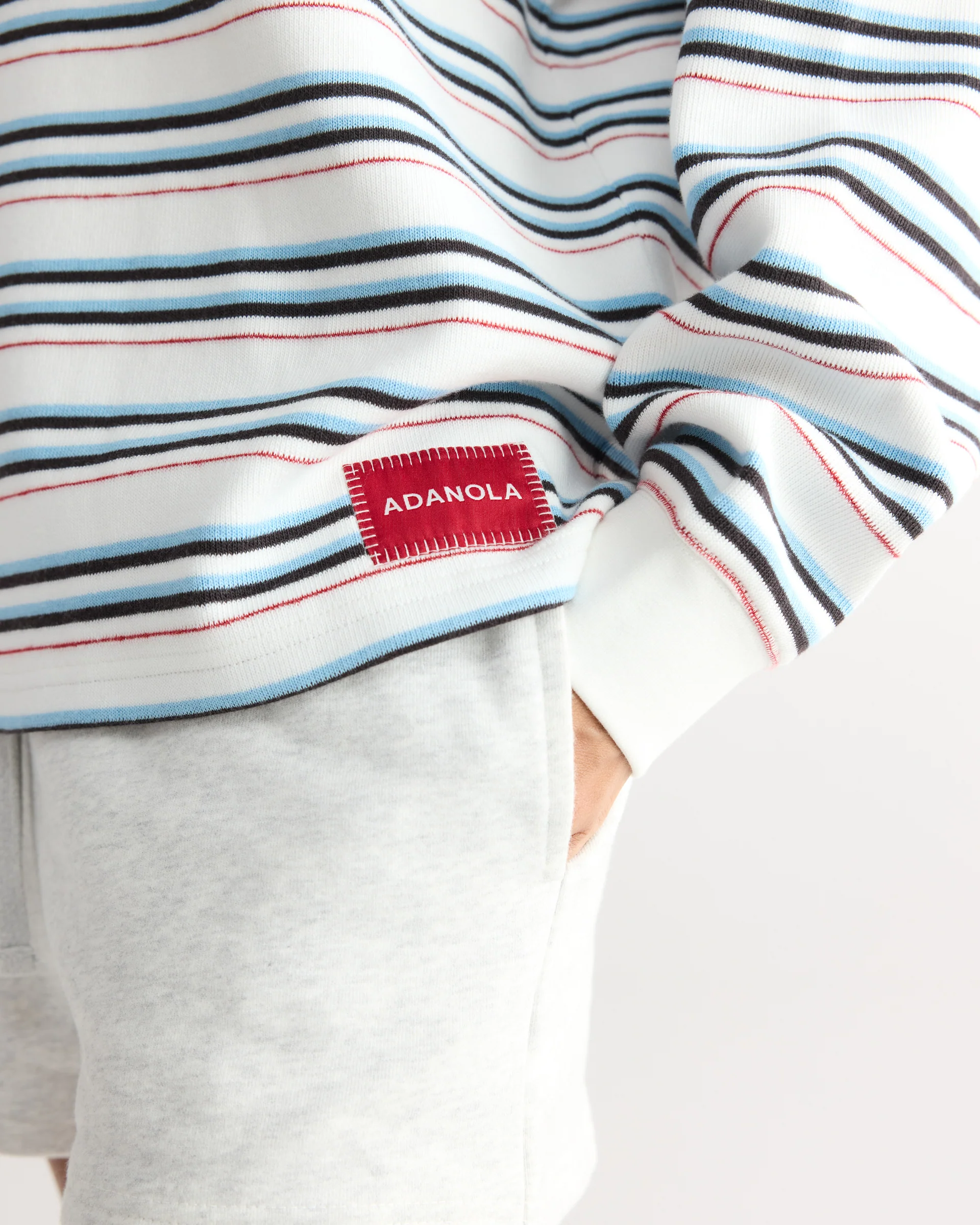 Varsity Oversized Stripe Rugby Sweatshirt - Airy Blue/Marshmallow White - Image 3