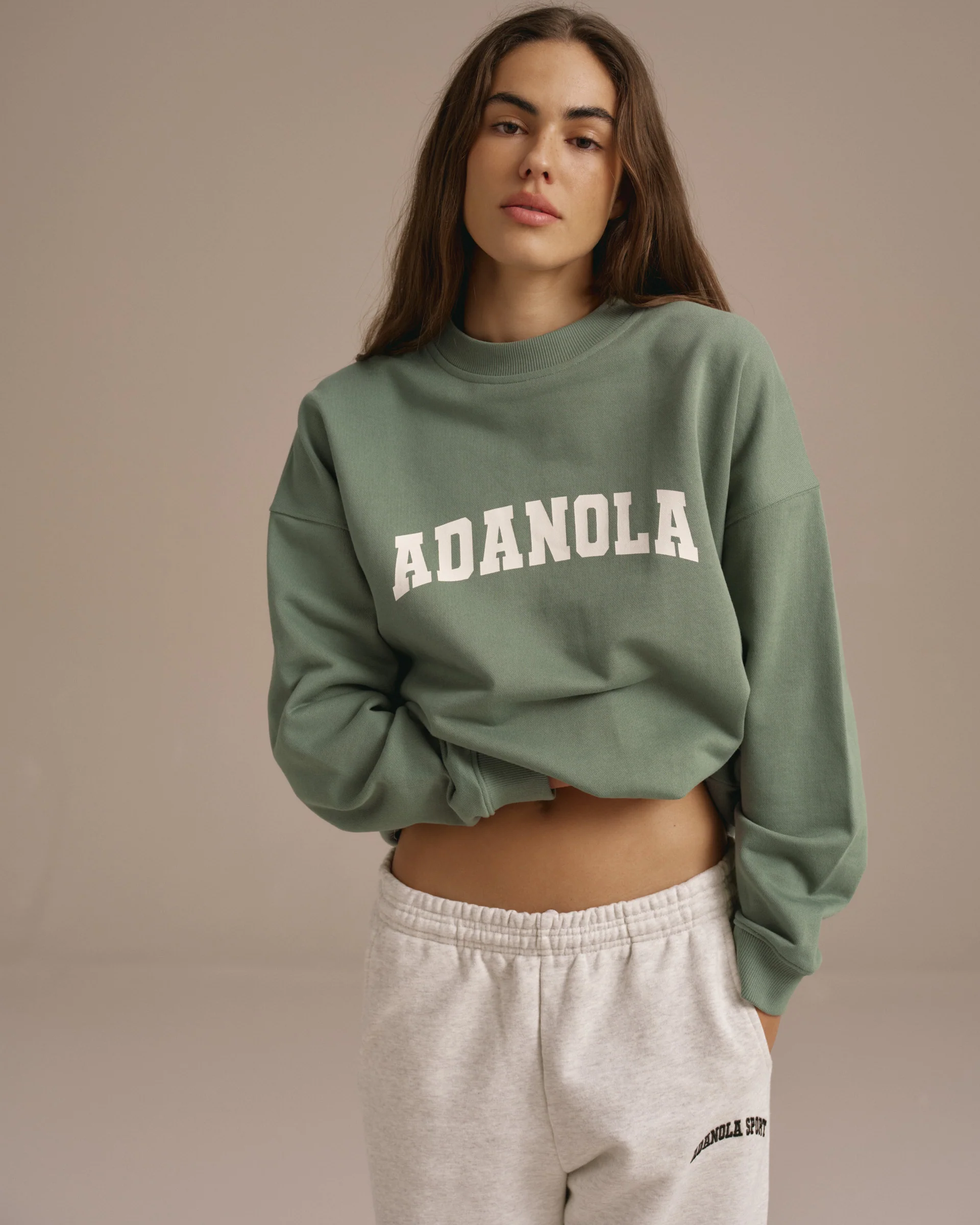 Varsity Oversized Sweatshirt - Eden Green/Marshmallow White - Image 4