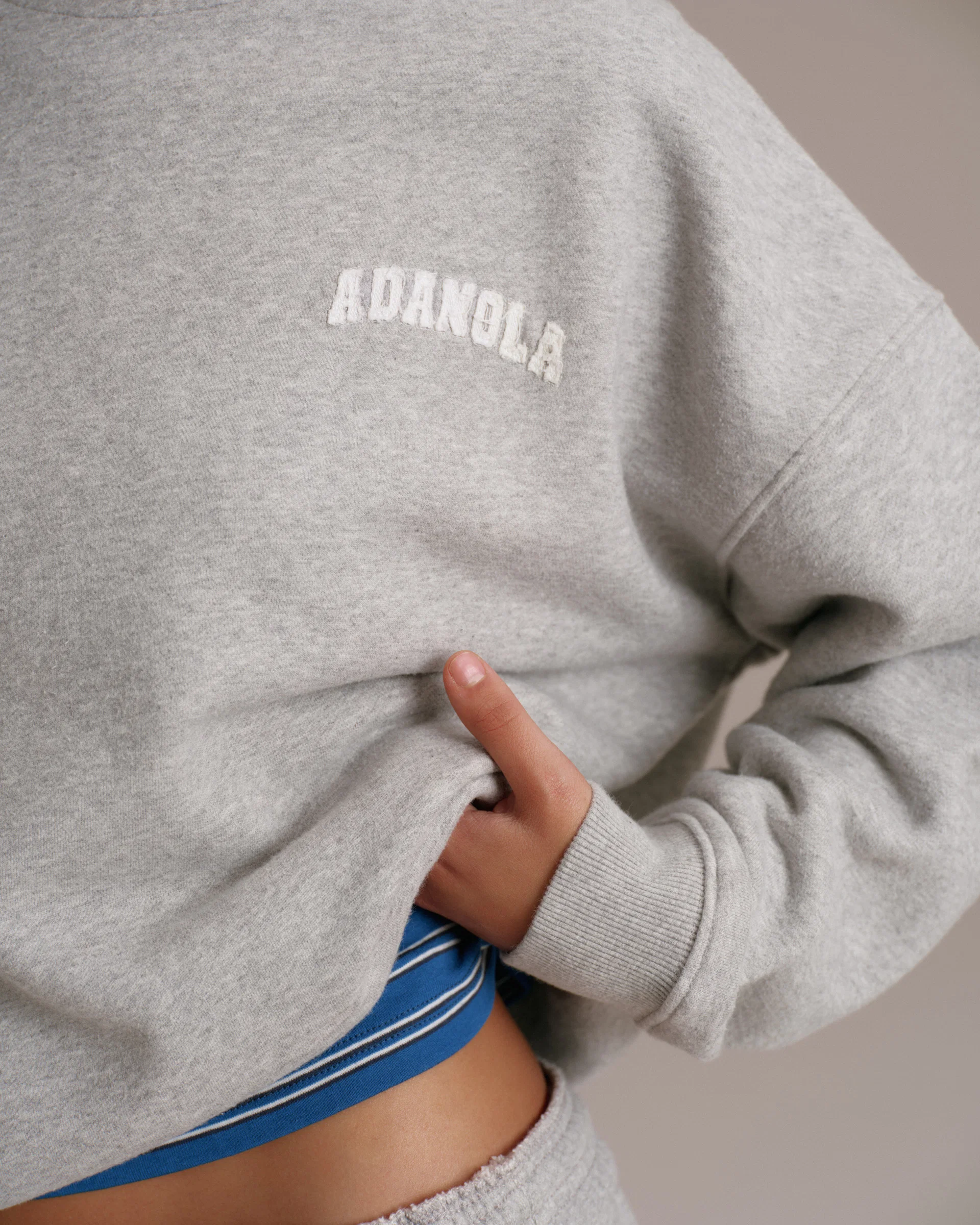 Varsity Oversized Sweatshirt - Grey Melange/Marshmallow White - Image 3