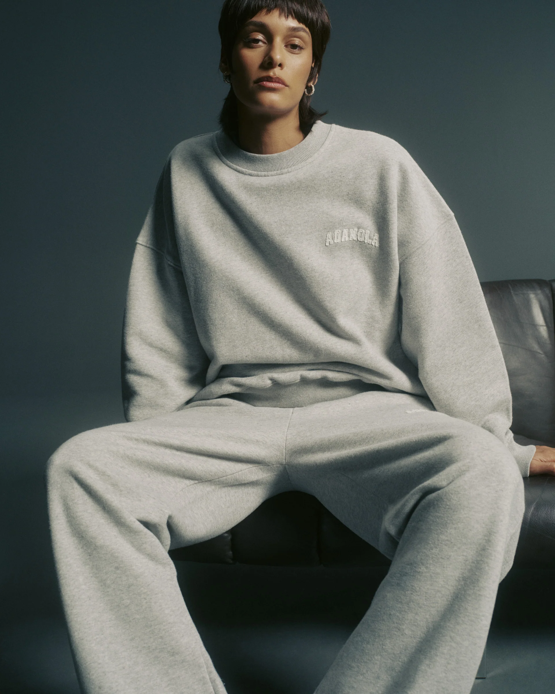 Varsity Oversized Sweatshirt - Grey Melange/Marshmallow White - Image 5