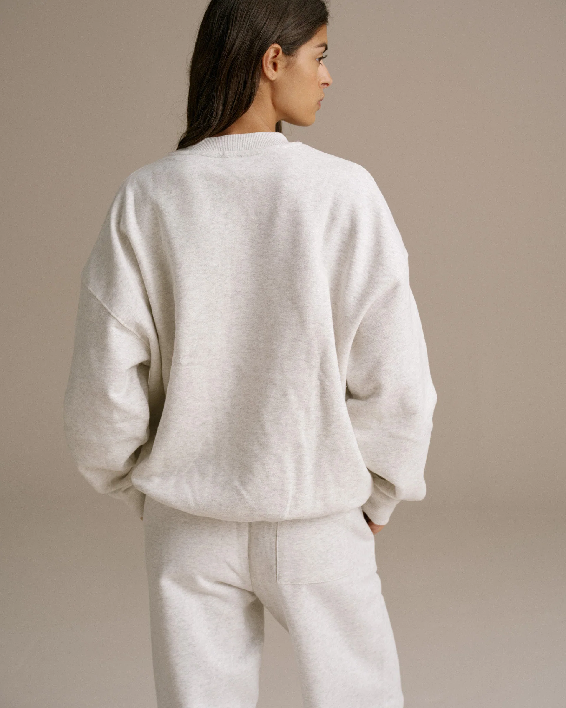 Varsity Oversized Sweatshirt - Light Grey Melange/Black - Image 2