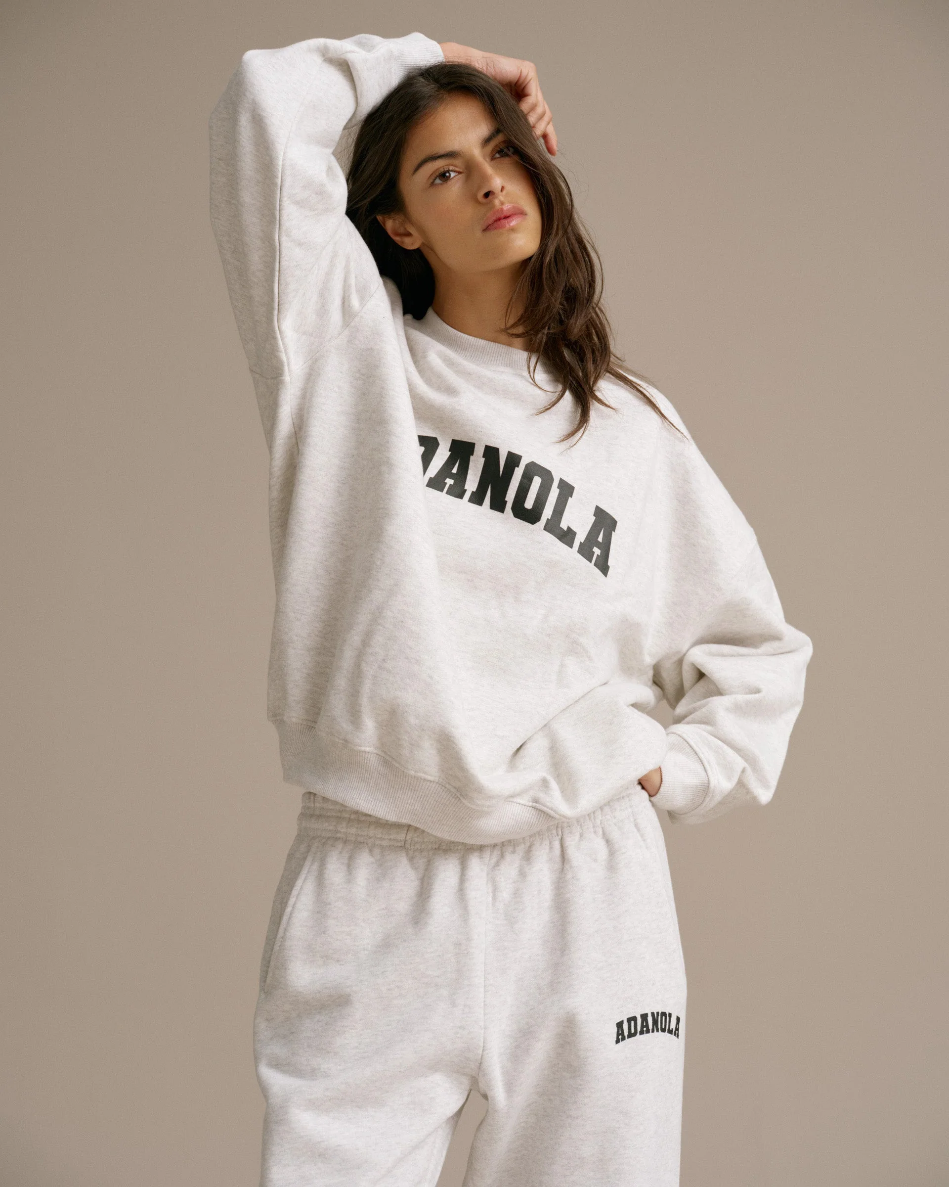 Varsity Oversized Sweatshirt - Light Grey Melange/Black - Image 5