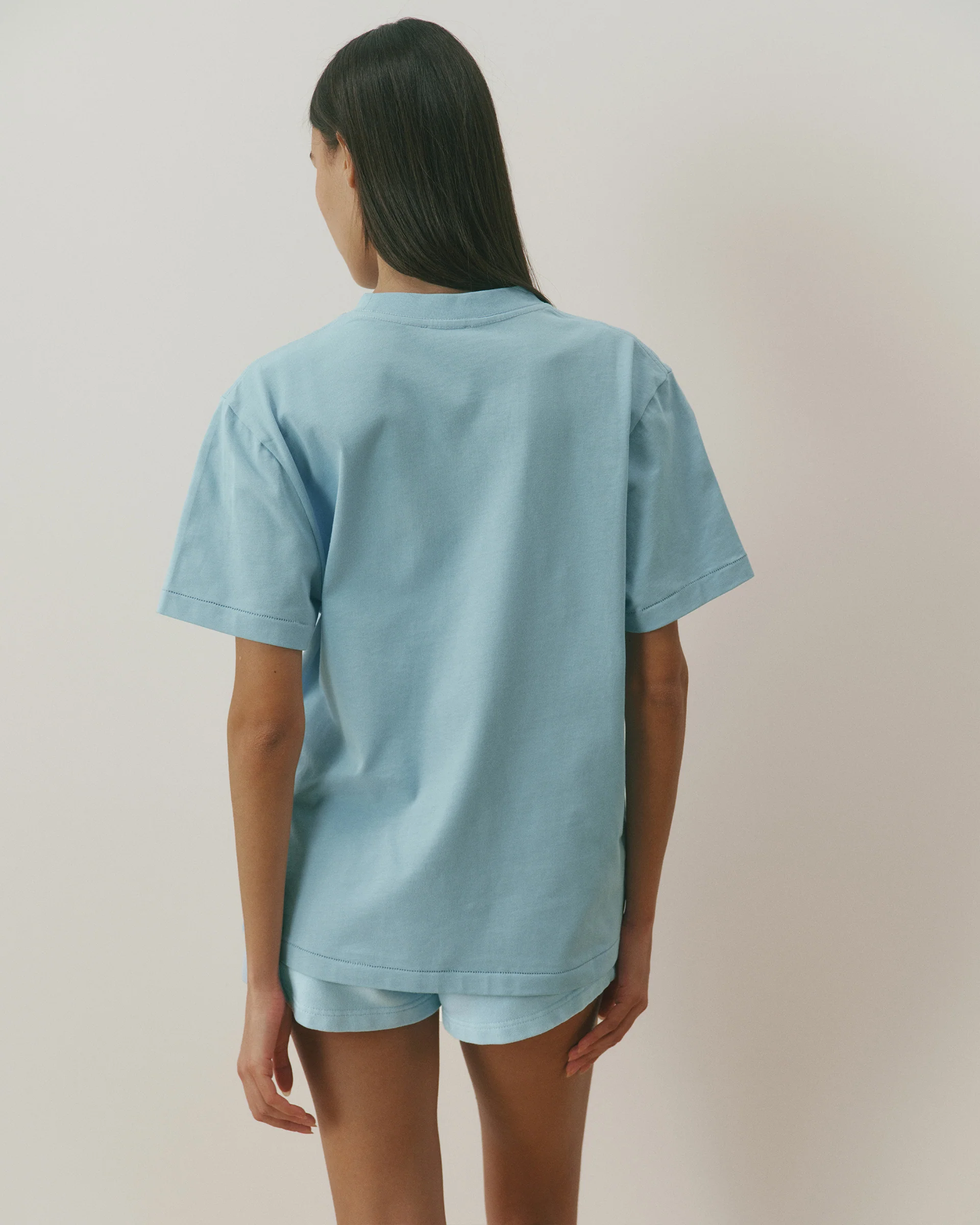Varsity Oversized T-shirt - Breeze Blue/Marshmallow White - Image 2