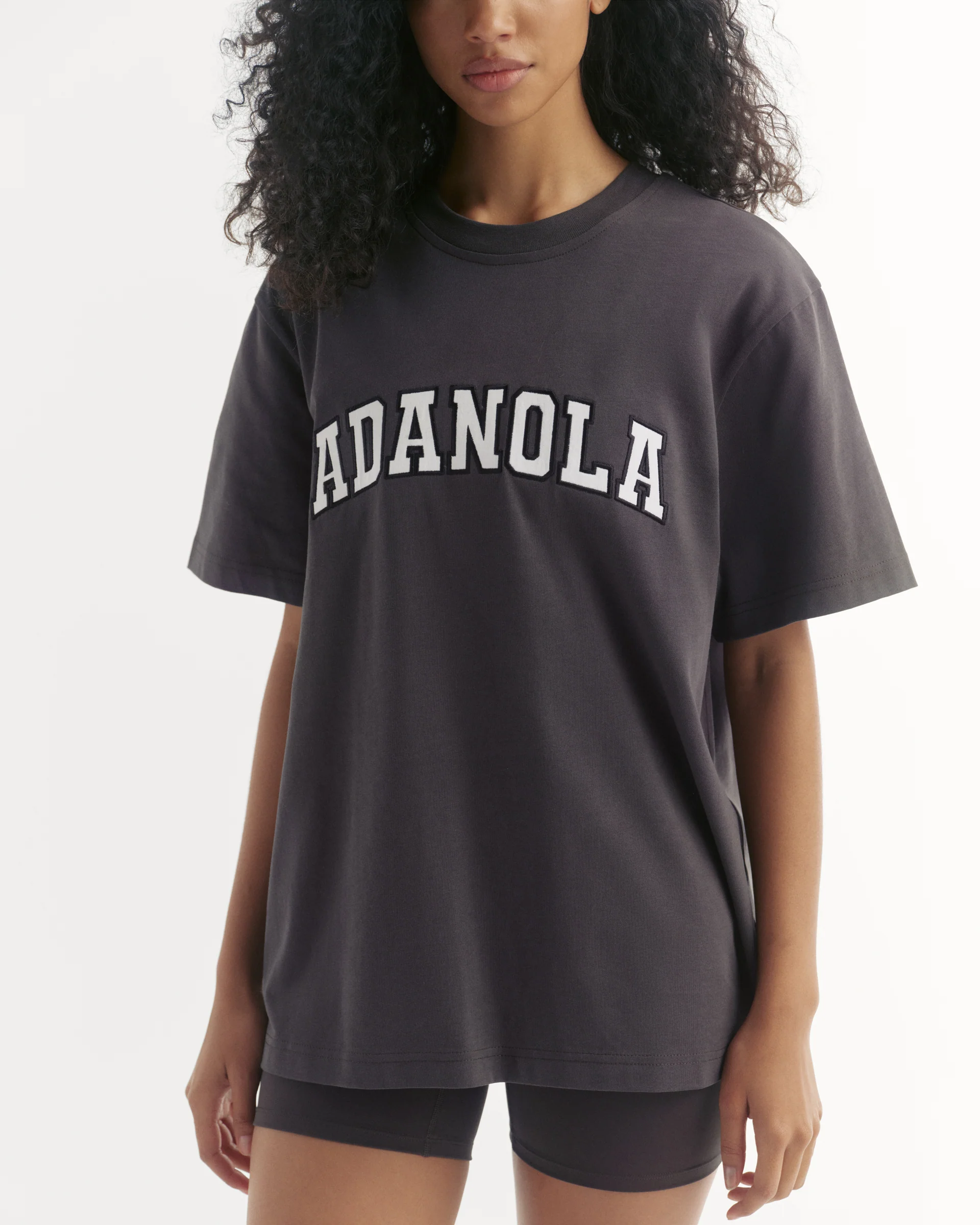 Varsity Short Sleeve Oversized T-shirt - Coffee Bean/White - Image 3