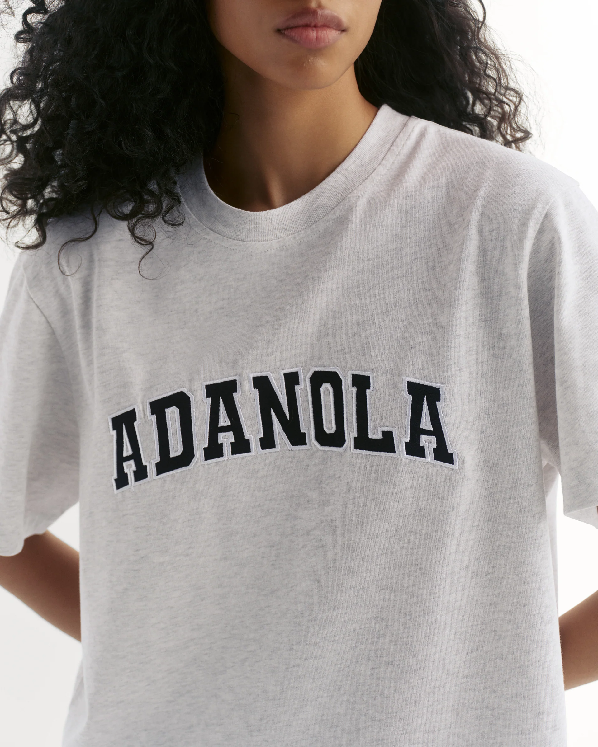 Varsity Short Sleeve Oversized T-shirt - Light Grey Melange/Black - Image 3