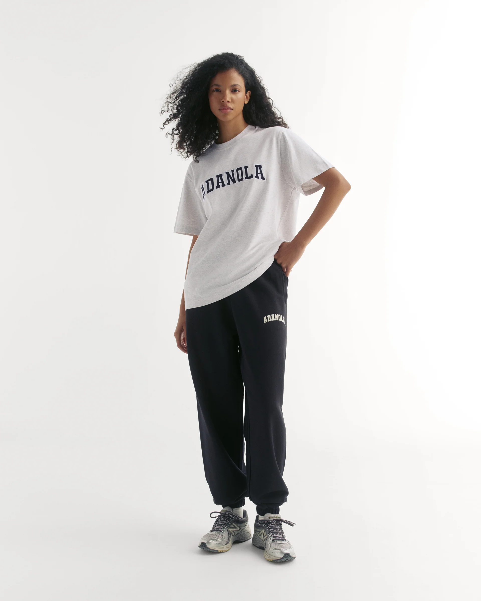 Varsity Short Sleeve Oversized T-shirt - Light Grey Melange/Black - Image 4