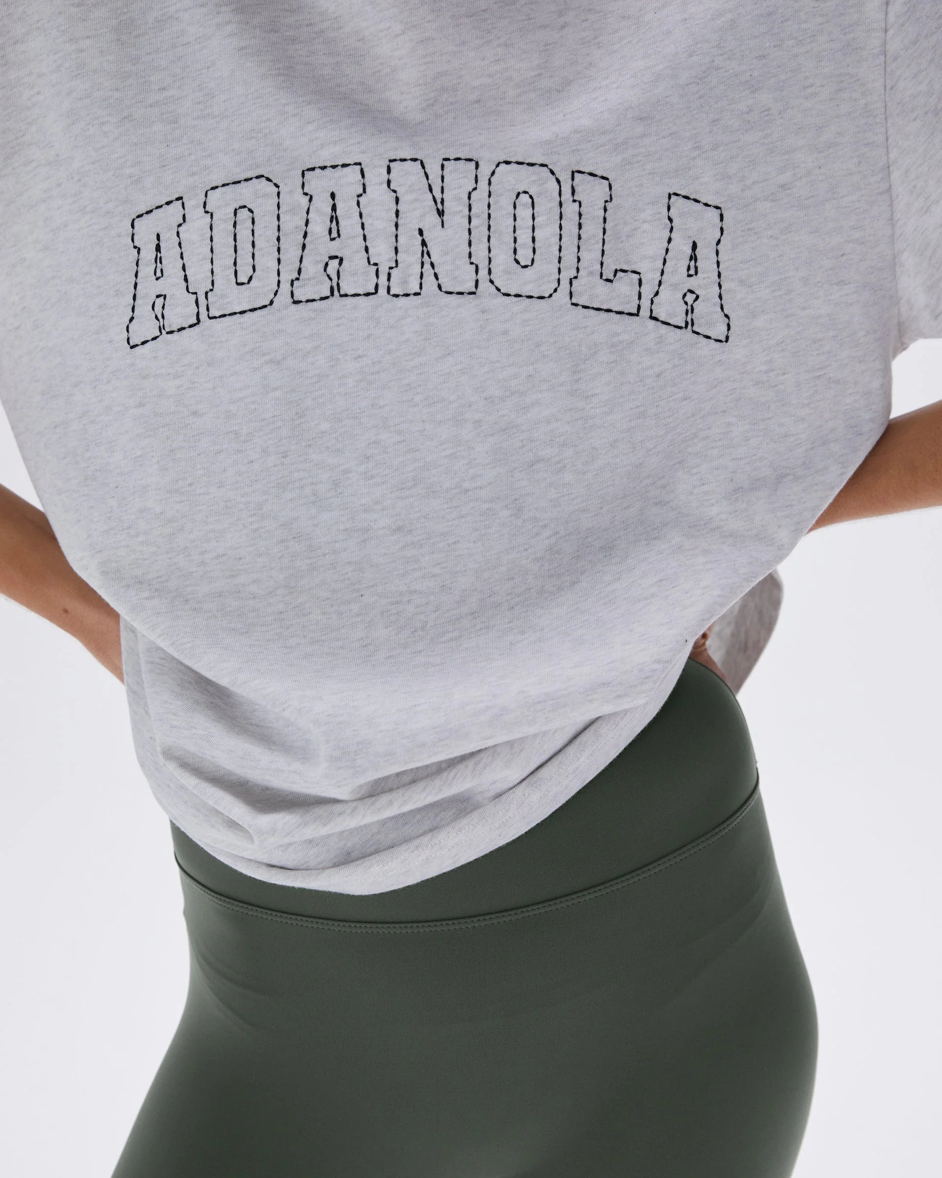 Varsity Stitch Short Sleeve Oversized T-shirt - Light Grey Melange/Black - Image 3