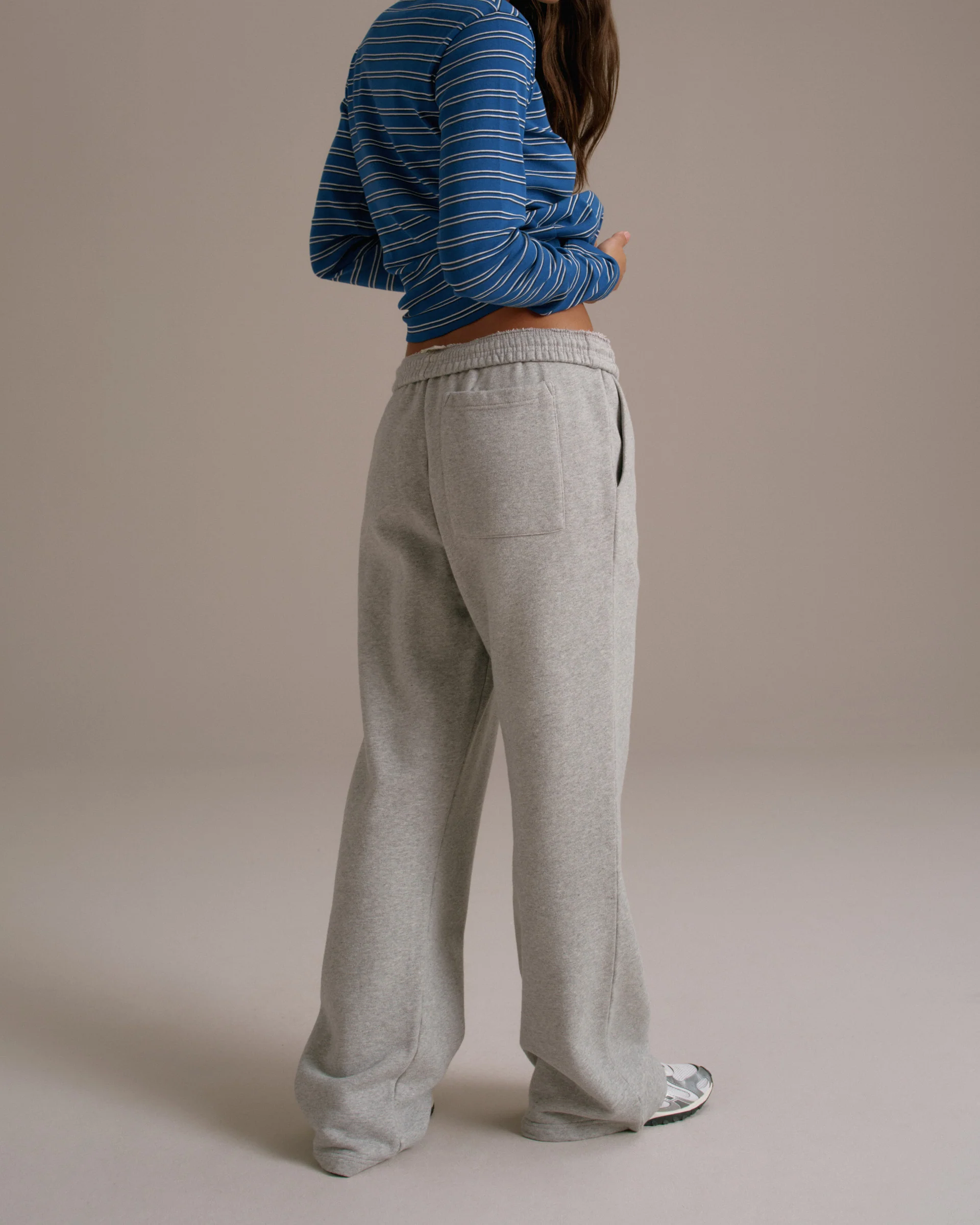 Varsity Straight Leg Sweatpants - Grey Melange/Marshmallow White - Image 2