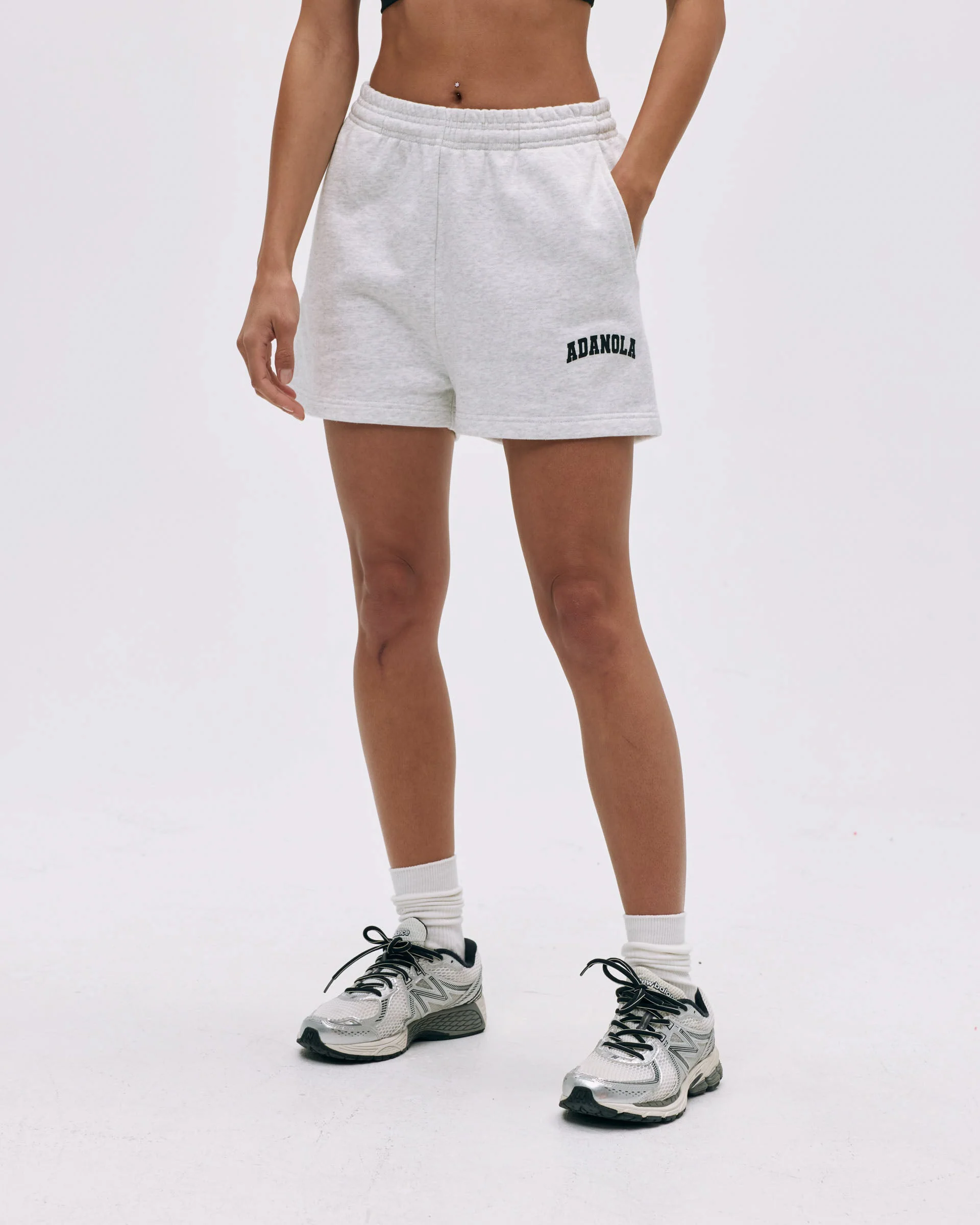 Varsity Sweat Shorts - Light Grey Melange/Black - Image 4