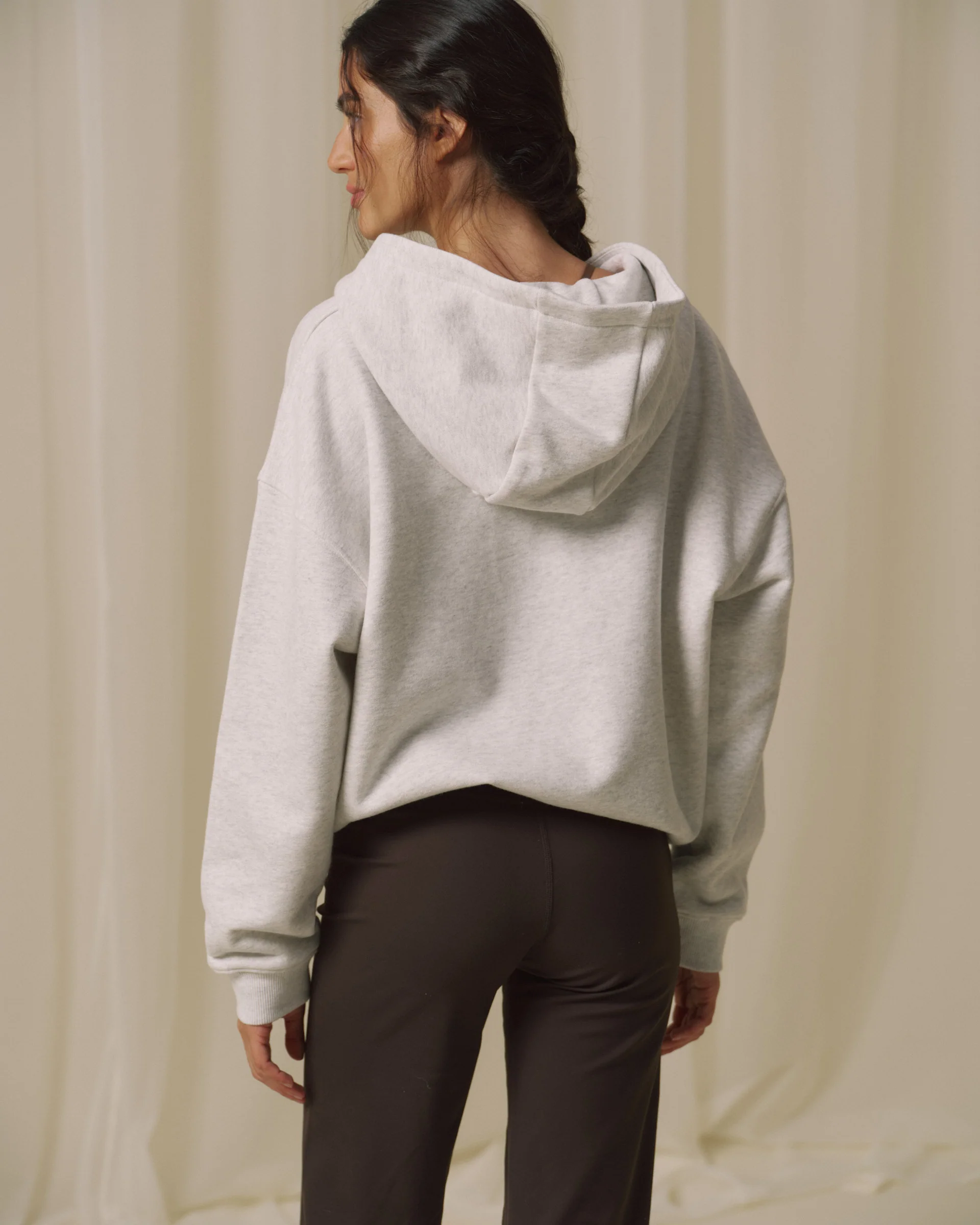 Varsity Zip Through Hoodie - Light Grey Melange - Image 2