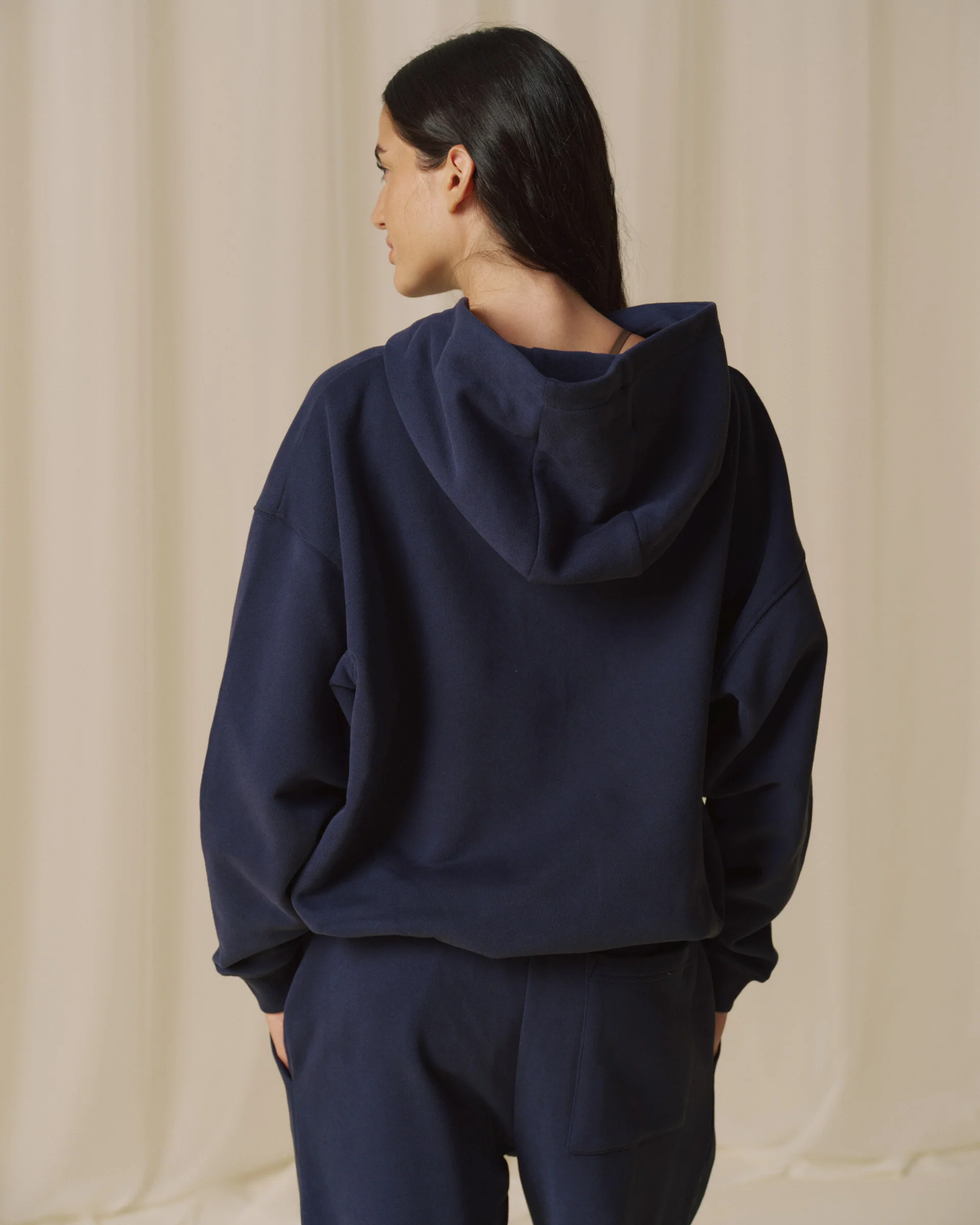 Varsity Zip Through Hoodie - Navy Blue - Image 2